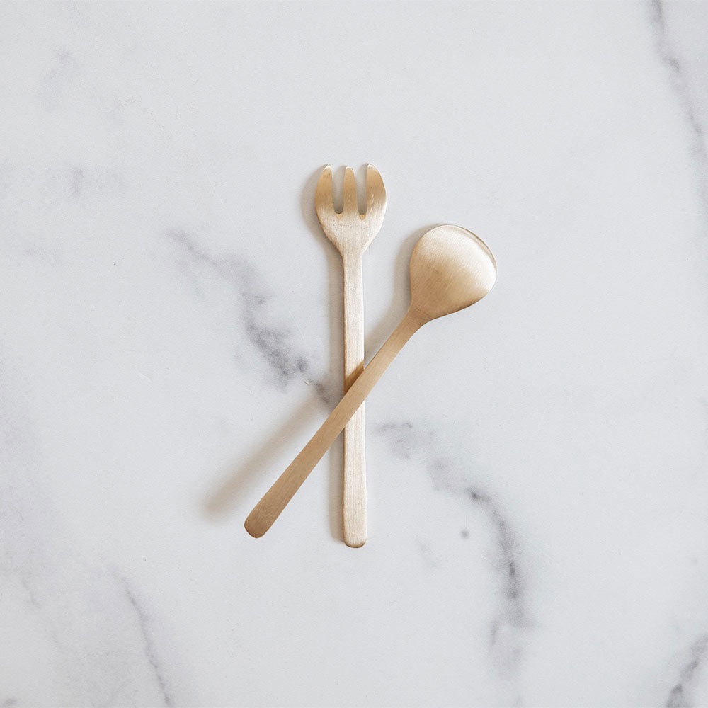 Premium Brass Dessert Utensil Set - Elegant 4-Piece Cake Server, Pie Knife, and Serving Spoons for Fine Dining & Special Occasions