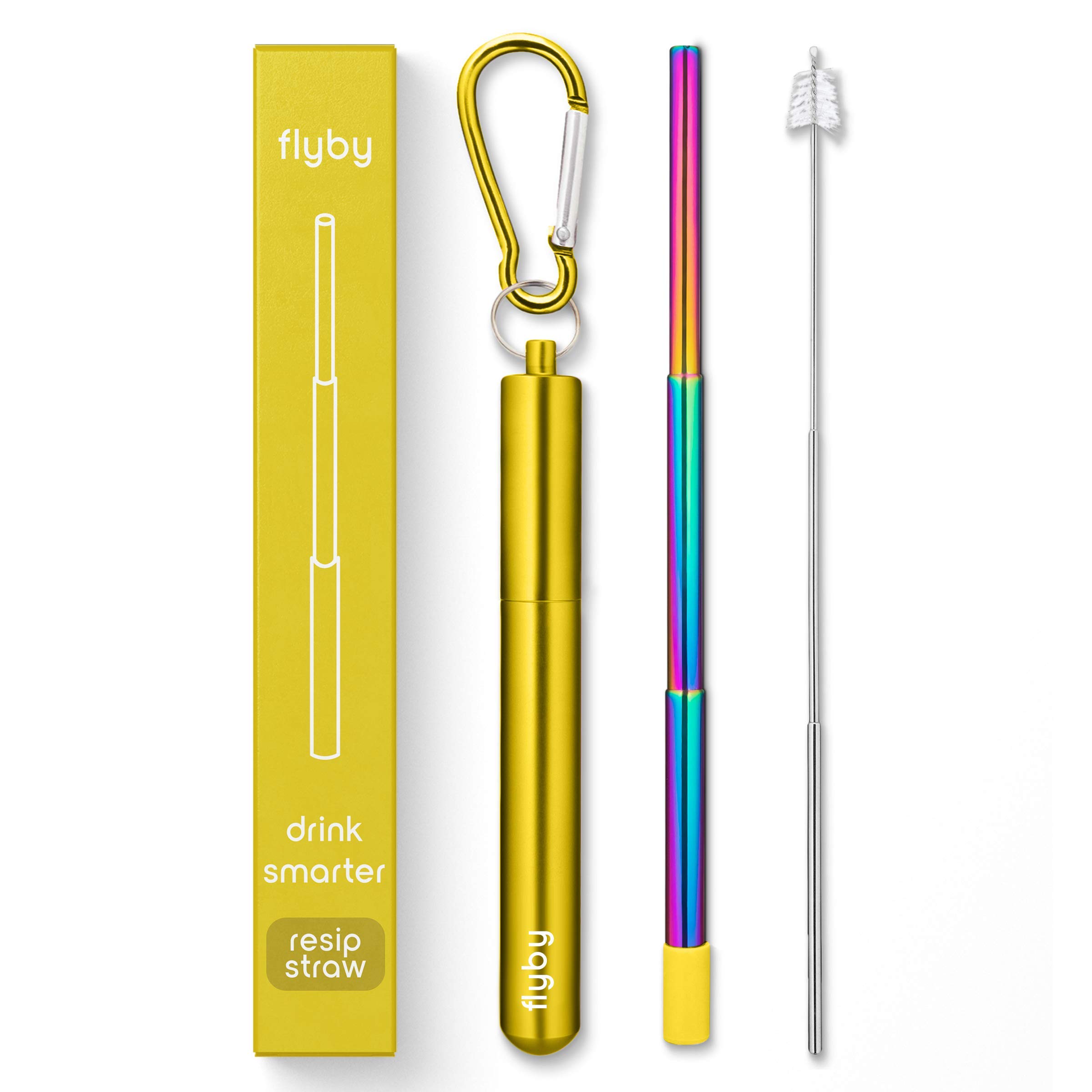 Portable Stainless Steel Straw - Collapsible, Reusable with Case & Brush for Travel, Camping