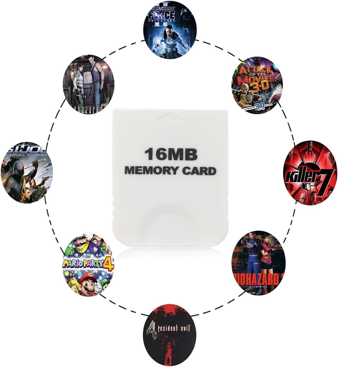 16MB (251 Blocks) High Speed GameCube Memory Card - Compatible with Nintendo GameCube & Wii - White - Save Game Progress for Super Smash Bros, Mario Kart & More