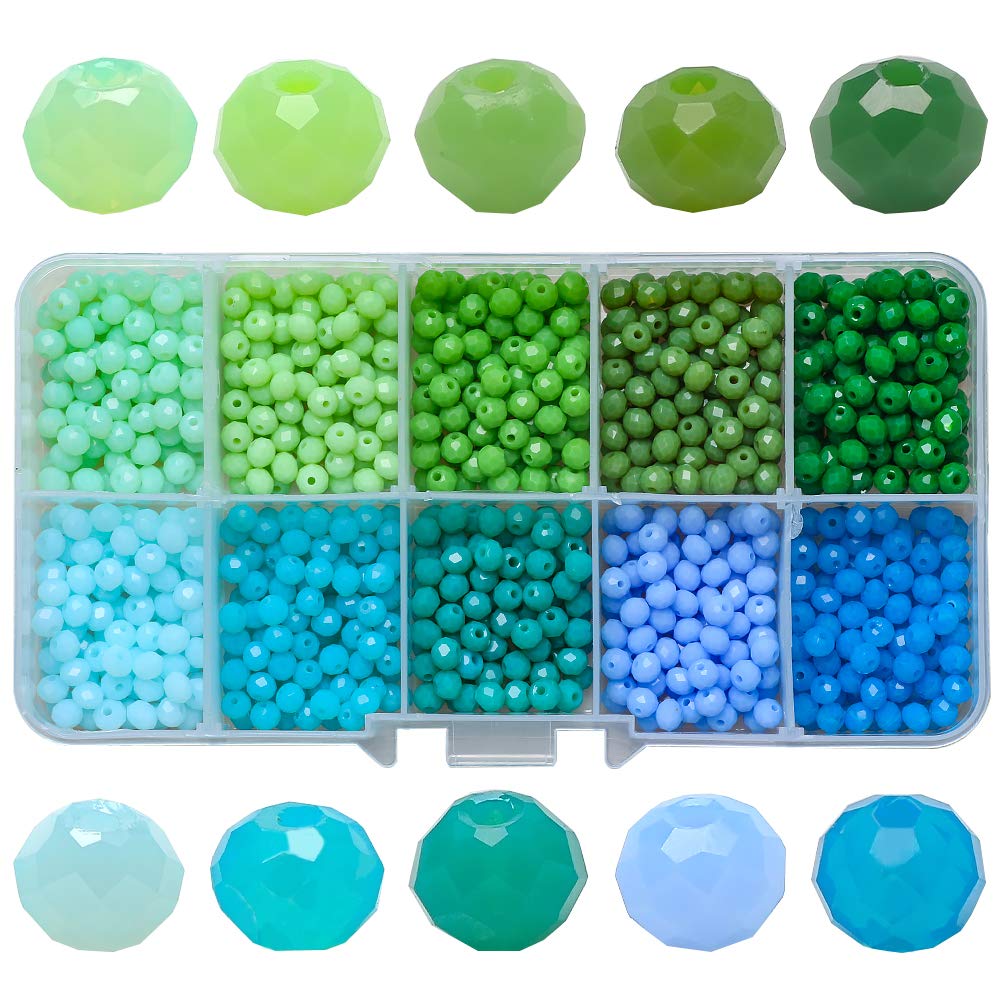 4MM Colorful Rondelle Spacer Beads for Jewelry Making - 2000pcs Faceted Glass Beads in 20 Colors (DIY Earrings, Bracelets & Necklace) - Perfect for Handmade Jewelry, Craft Projects & Gift Making