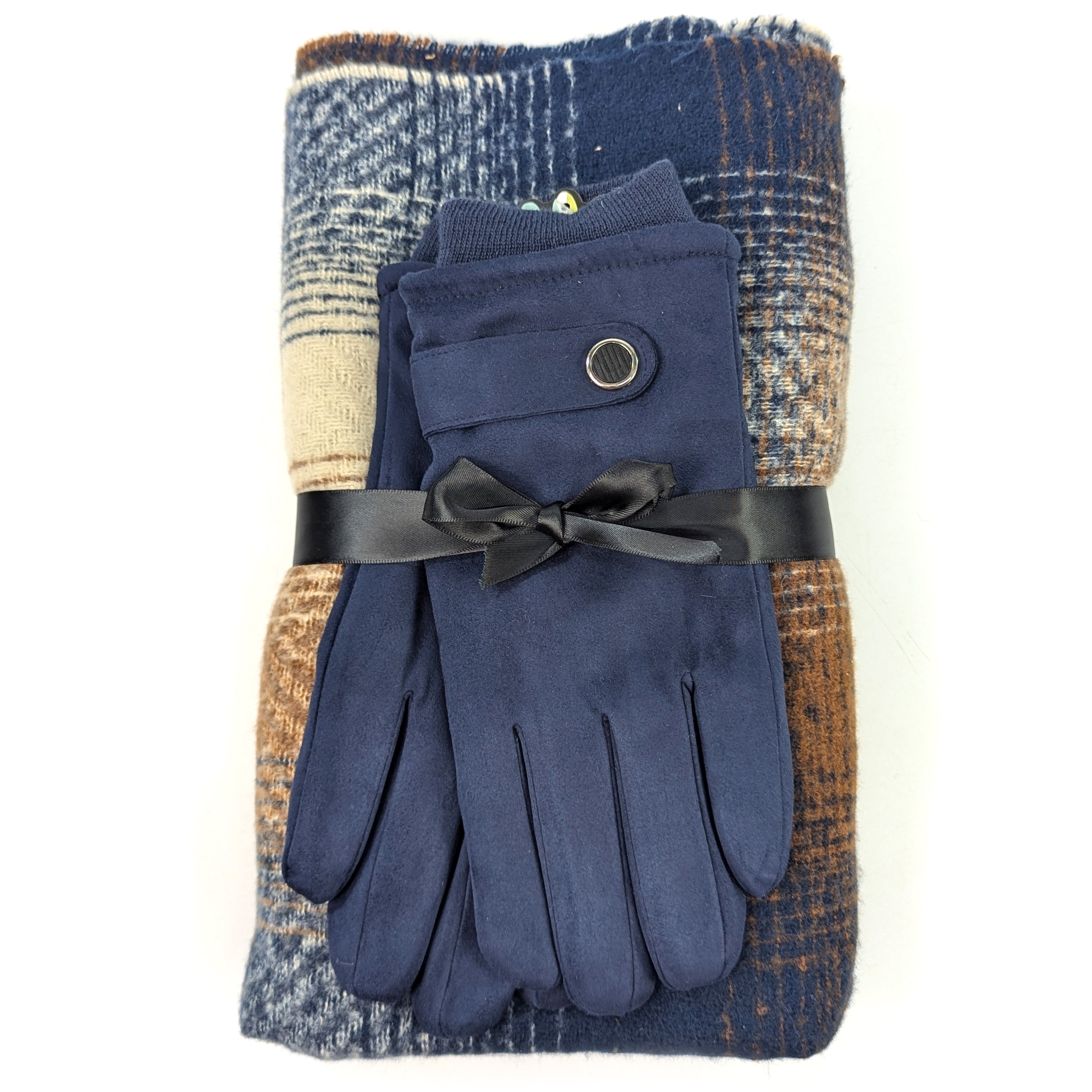 Men's Winter Scarf and Gloves Gift Set - Soft Warm Blue Knit Accessories for Cold Weather, Outdoor Activities & Holiday Gifts