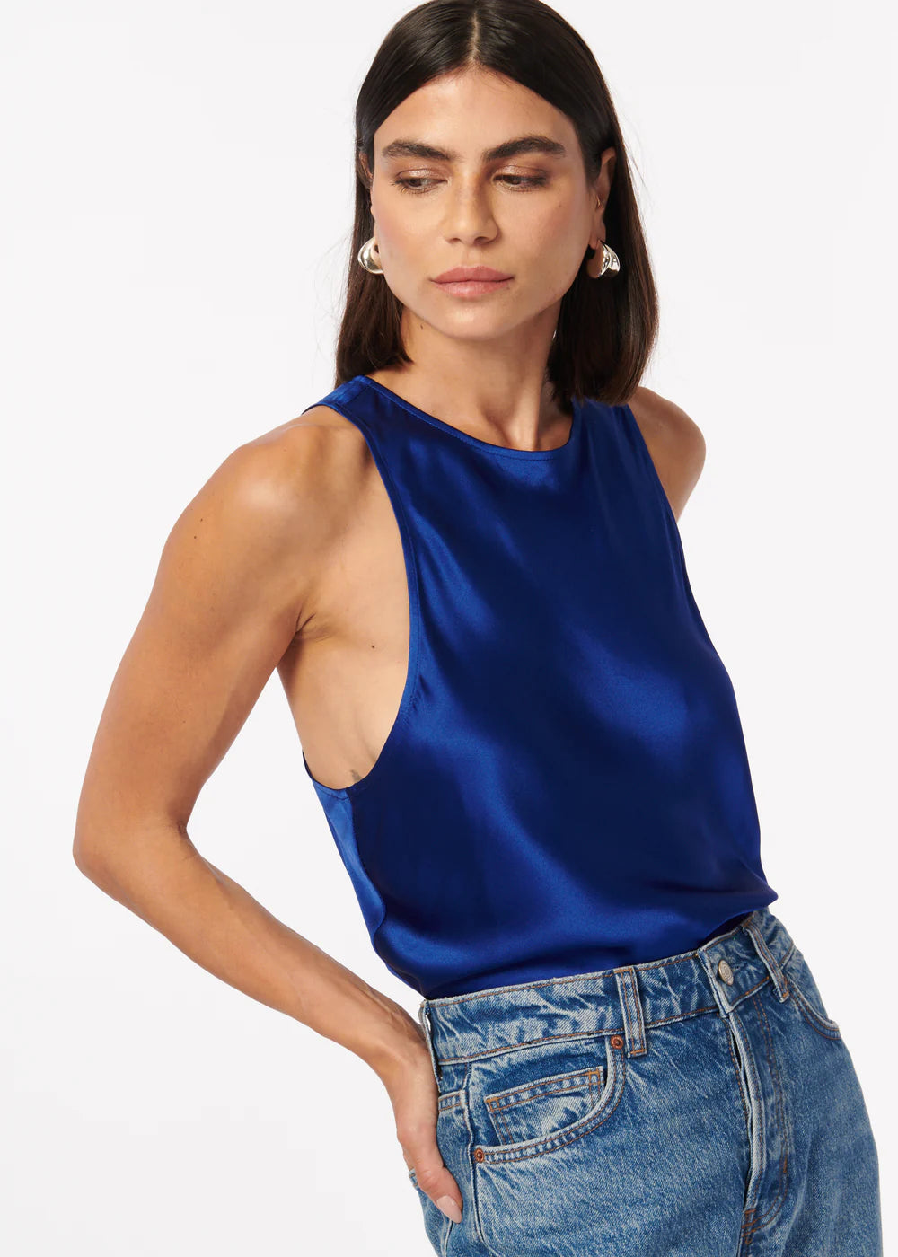 Floriana Cami Lapis - Women's Elegant Sleeveless V-Neck Camisole Top for Casual Wear, Date Night & Layering