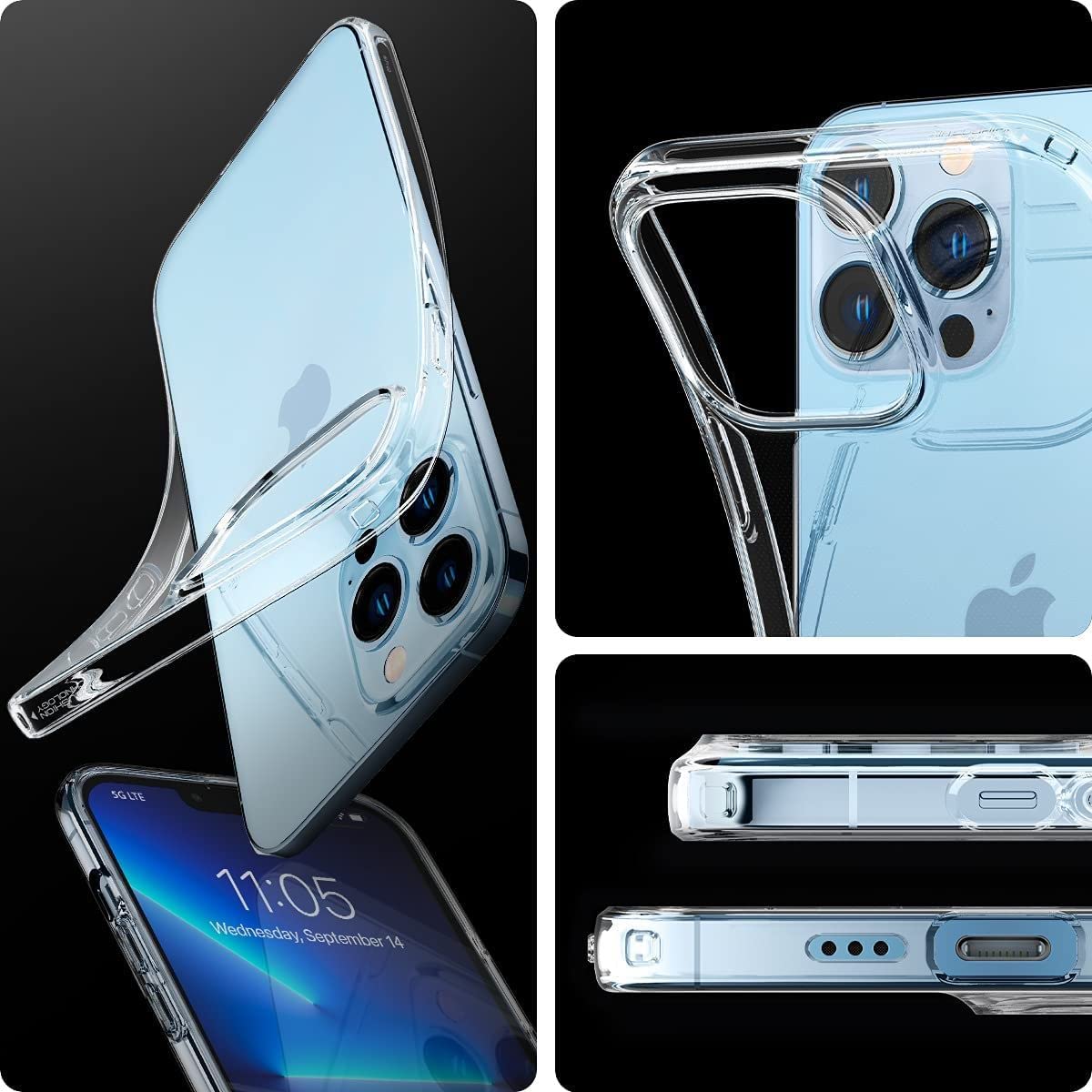 Spigen Crystal Flex iPhone 13 Pro Case (2021) - Crystal Clear Protective Cover | Slim Fit, Shockproof & Scratch Resistant | Perfect for Everyday Use, Travel & Outdoor Activities