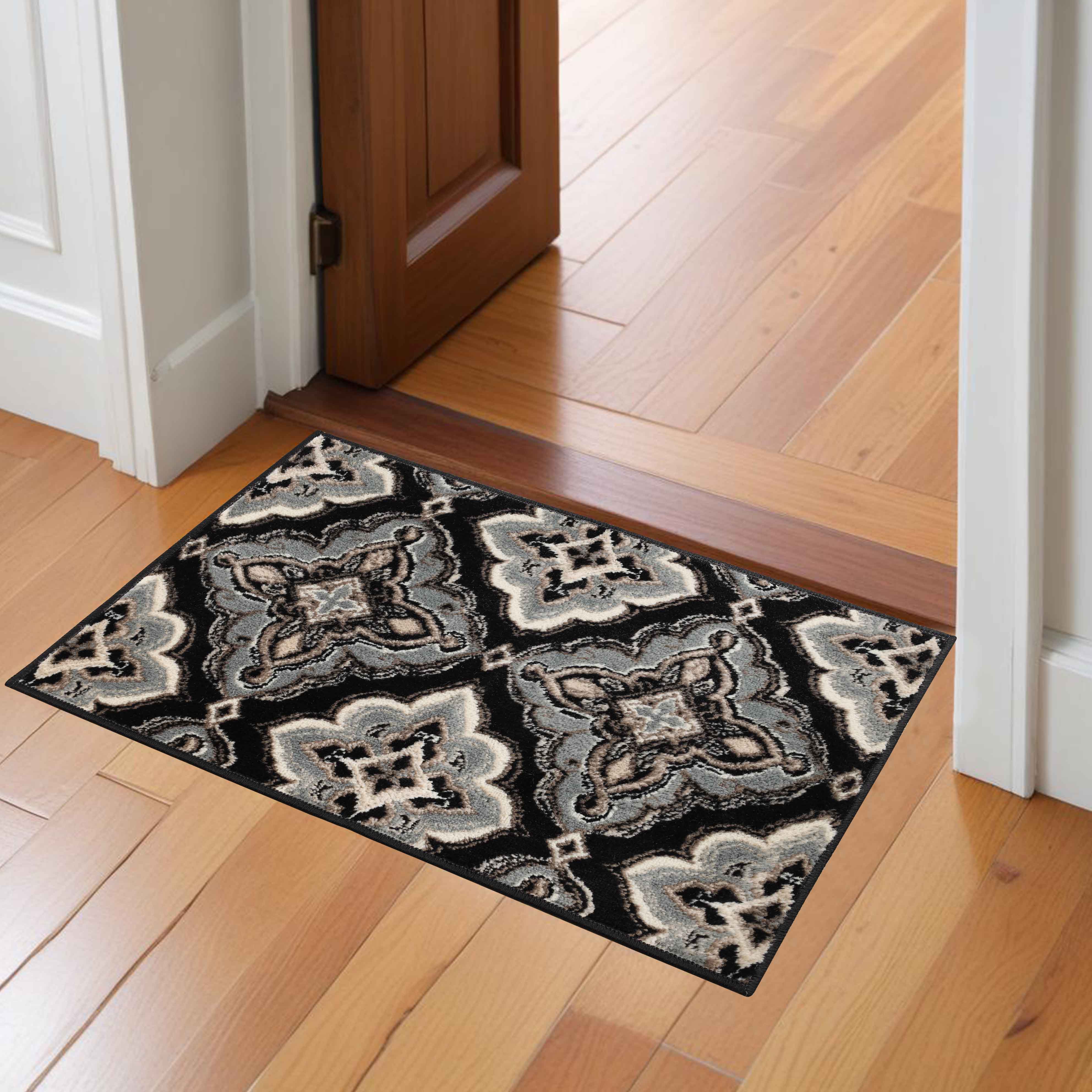 Elegant Crawford Floral Medallion Area Rug - Non-Slip Indoor Bohemian Decor Rug for Living Room, Bedroom & Dining Room