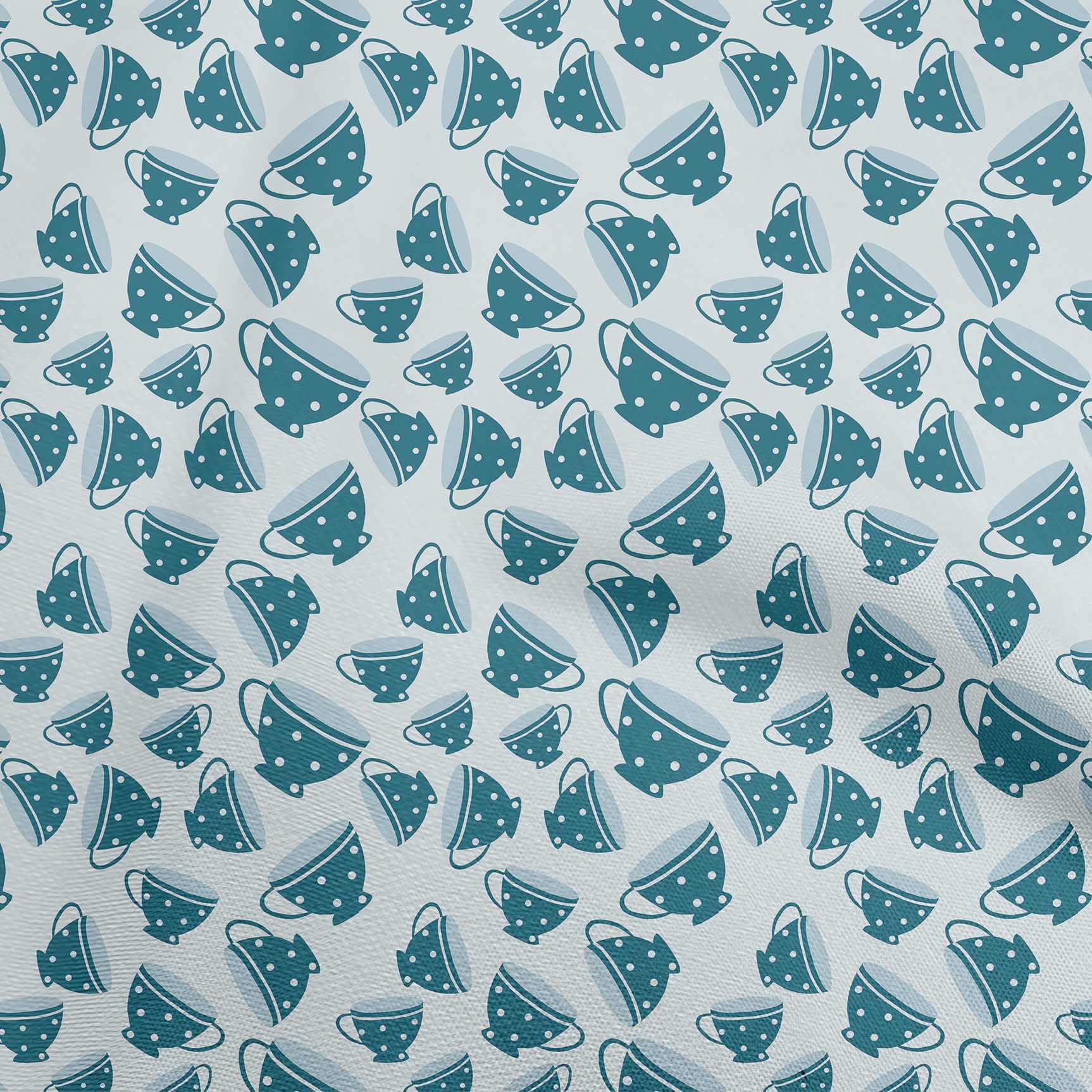oneOone Georgette Viscose Fabric - Dark Teal Blue Printed Textile for DIY Clothing, Sewing Supplies (42 Inch Wide) | Perfect for Dresses, Scarves, Tea Cups & Home Decor Projects