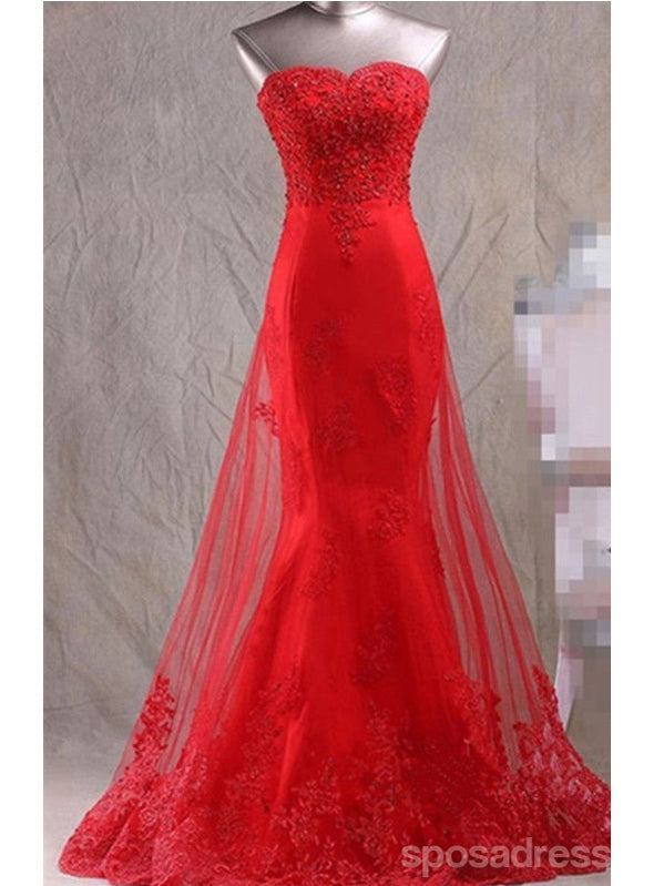 Elegant Red Mermaid Sweetheart Maxi Long Prom Dresses for Women - Formal Evening Gowns for Homecoming, Wedding, Party & Special Occasions