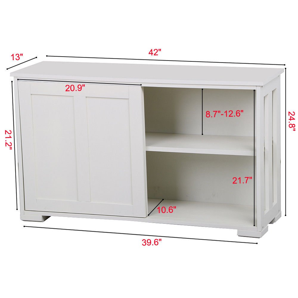Wooden Sideboard Buffet Cabinet with Sliding Doors - Kitchen Pantry Storage Organizer for Dining Room & Living Room | Modern Farmhouse Style