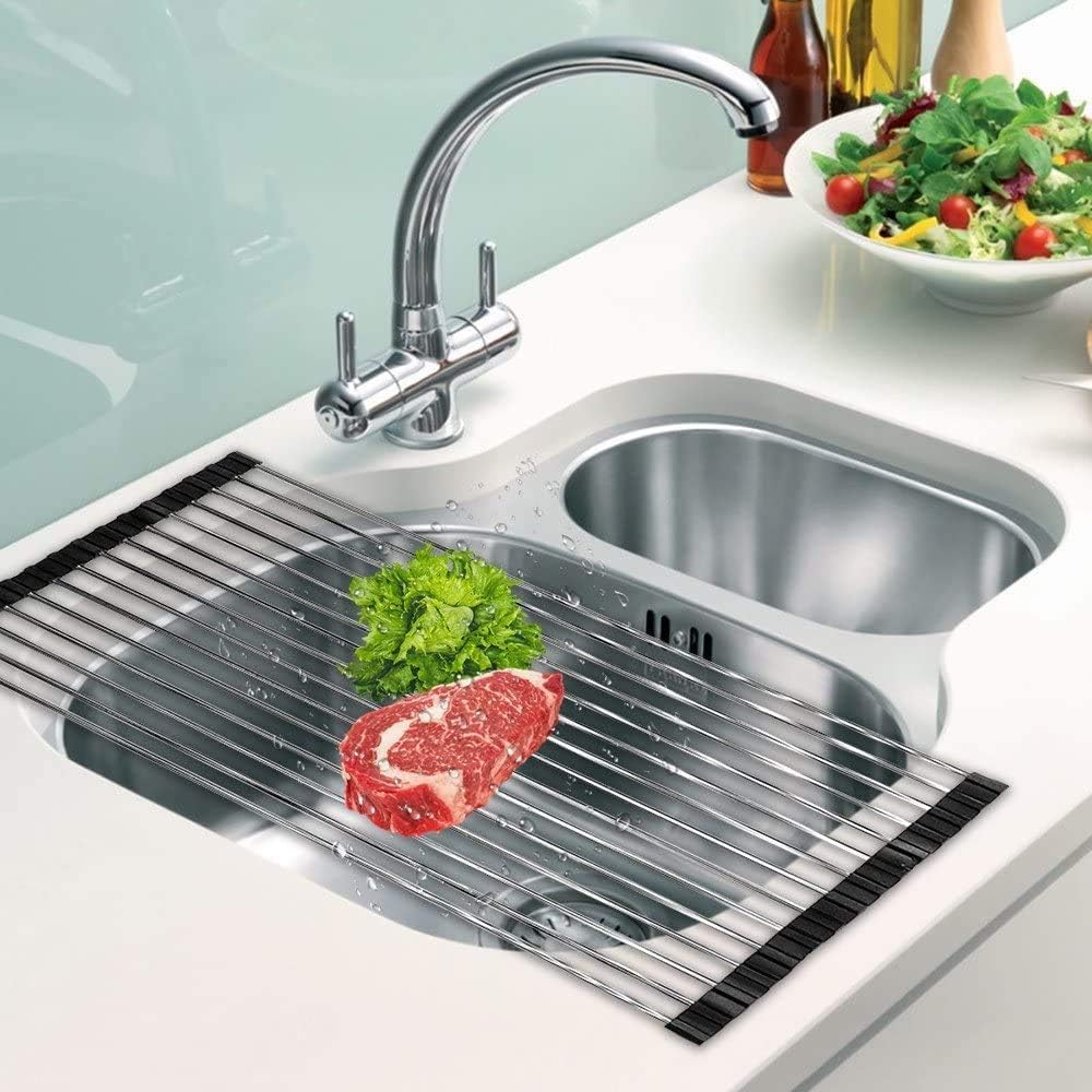 DDMY Stainless Steel Collapsible Over The Sink Dish Drying Rack - 17.5