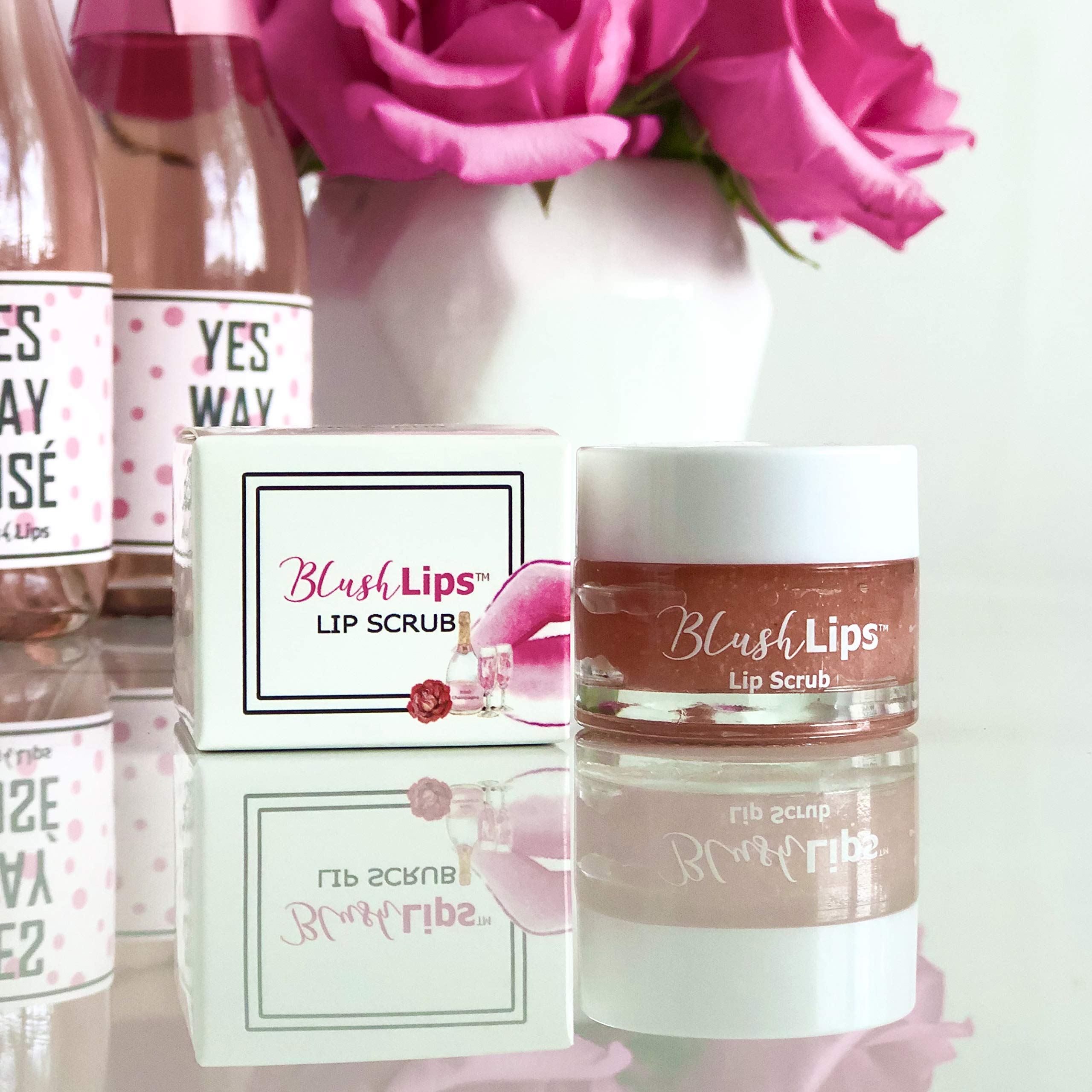 Exfoliating Lip Scrub & Moisturizer for Chapped Lips Treatment - Vegan, Cruelty-Free Lip Care for Dry Lips - Rose Champagne Flavor - Perfect for Winter Lip Repair & Daily Hydration