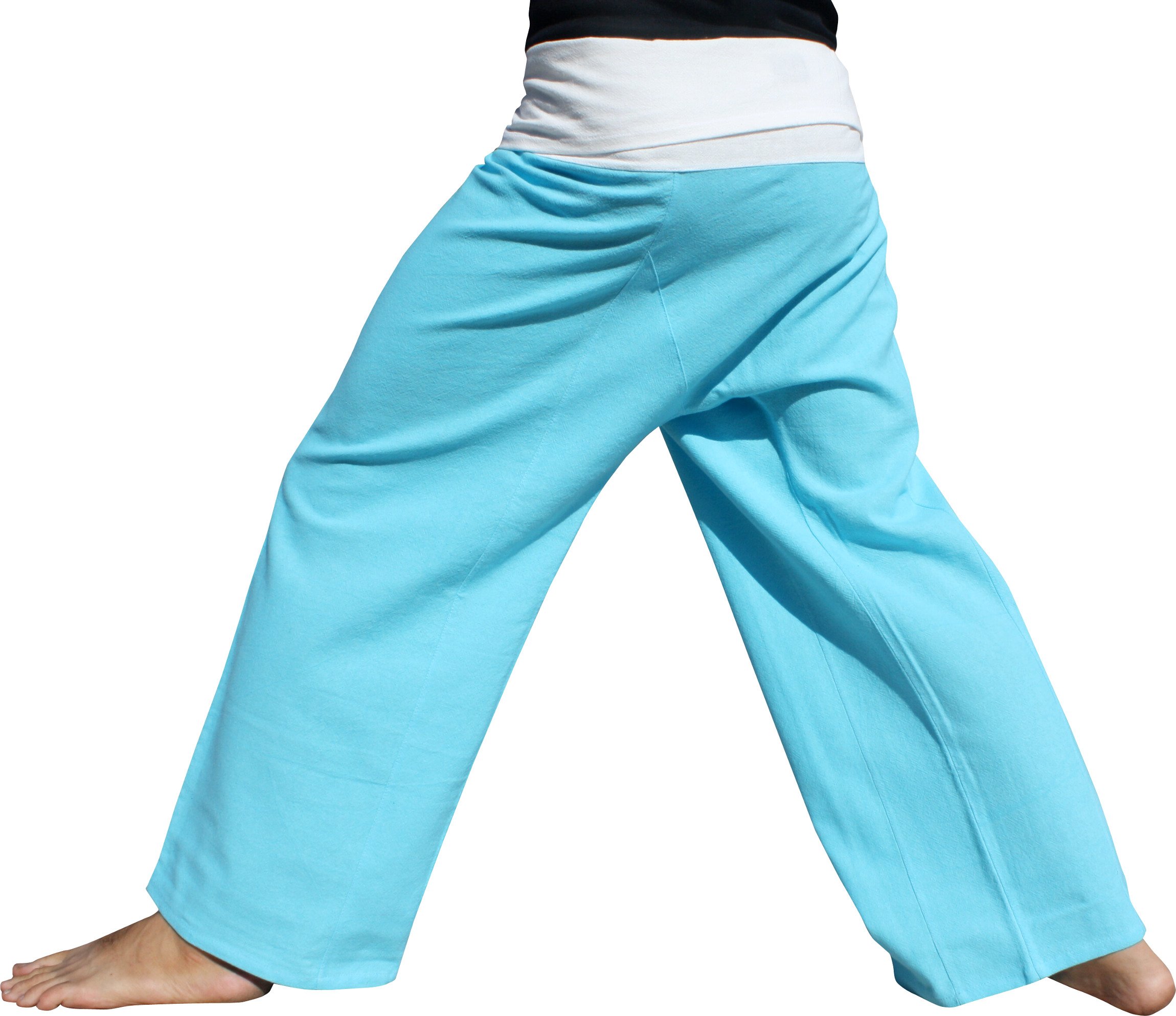 RaanPahMuang Premium Cotton Two-Tone Thai Fisherman Pants for Men & Women - Comfortable Elastic Waist Wrap Pants for Yoga, Beach, Travel and Casual Wear