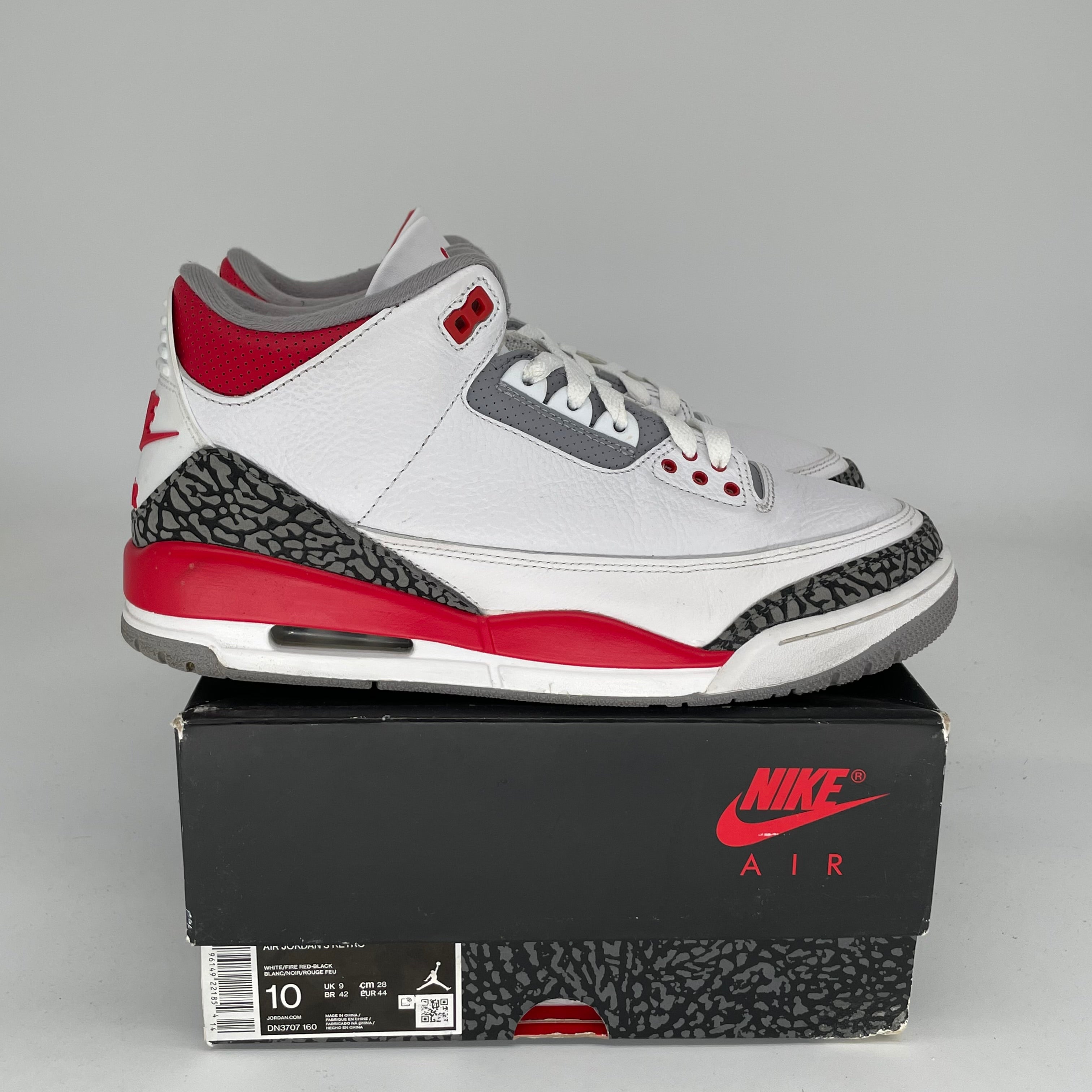 Original Air Jordan 3 Retro 'Fire Red' Men's Basketball Shoes - Size 10 (DN3707-160) | Authentic Nike Sneakers for Sports, Streetwear & Collectors