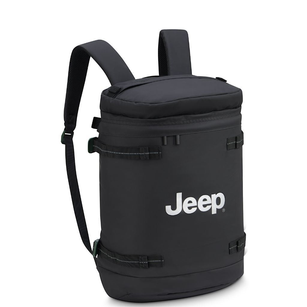 Jeep 17-Inch Laptop Backpack with RFID Protection - Durable Cylindrical Design for Work & Travel (Black) | Perfect for Commuting, Business Trips & College Students