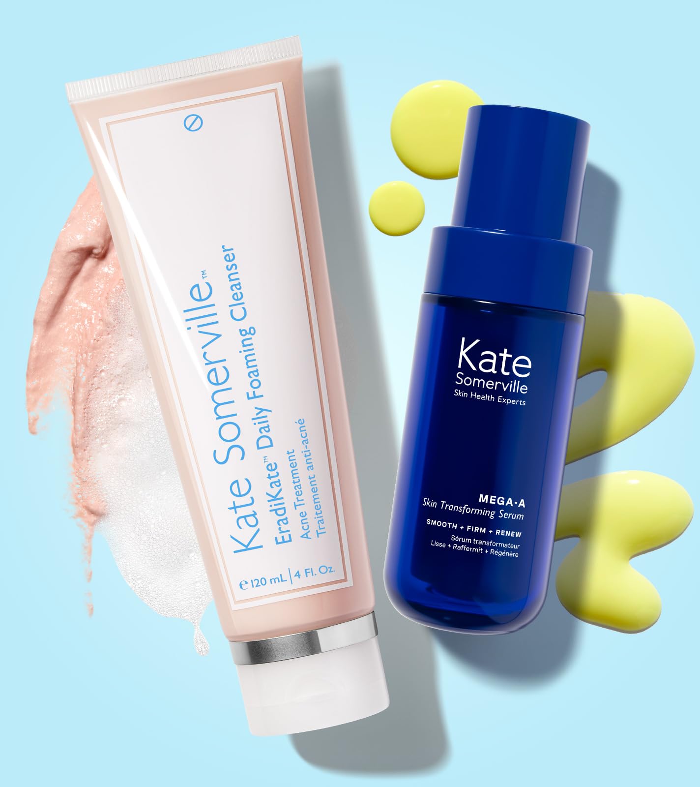 Kate Somerville Breakout Dream Team: EradiKate 3% Sulfur Daily Foaming Cleanser for Acne Treatment (4 oz) & Mega-A Skin Transforming Anti-Aging Serum with Retinal (1 oz) - Perfect for Daily Skincare Routine and Fighting Acne + Wrinkles