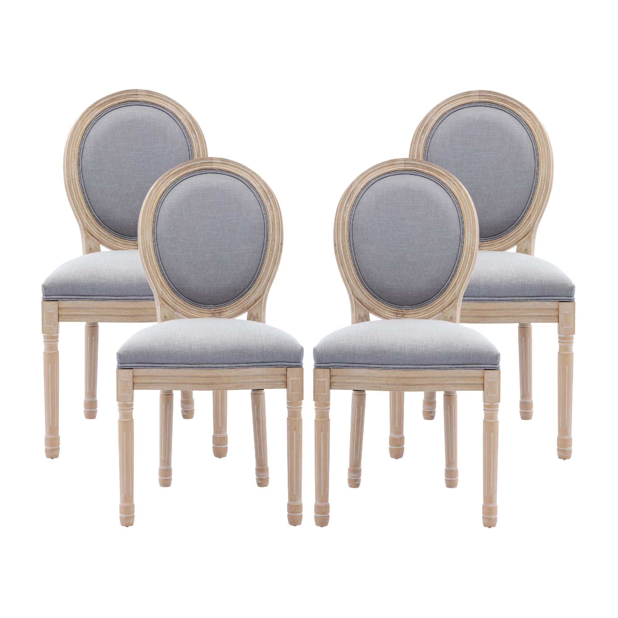 Nrizc French Bistro Chairs Set of 4 - Wooden Farmhouse Dining Chairs with Round Back, Country Style Kitchen & Dining Room Furniture for Home Decor - Perfect for Farmhouse, Cottage, or Vintage Style Interiors