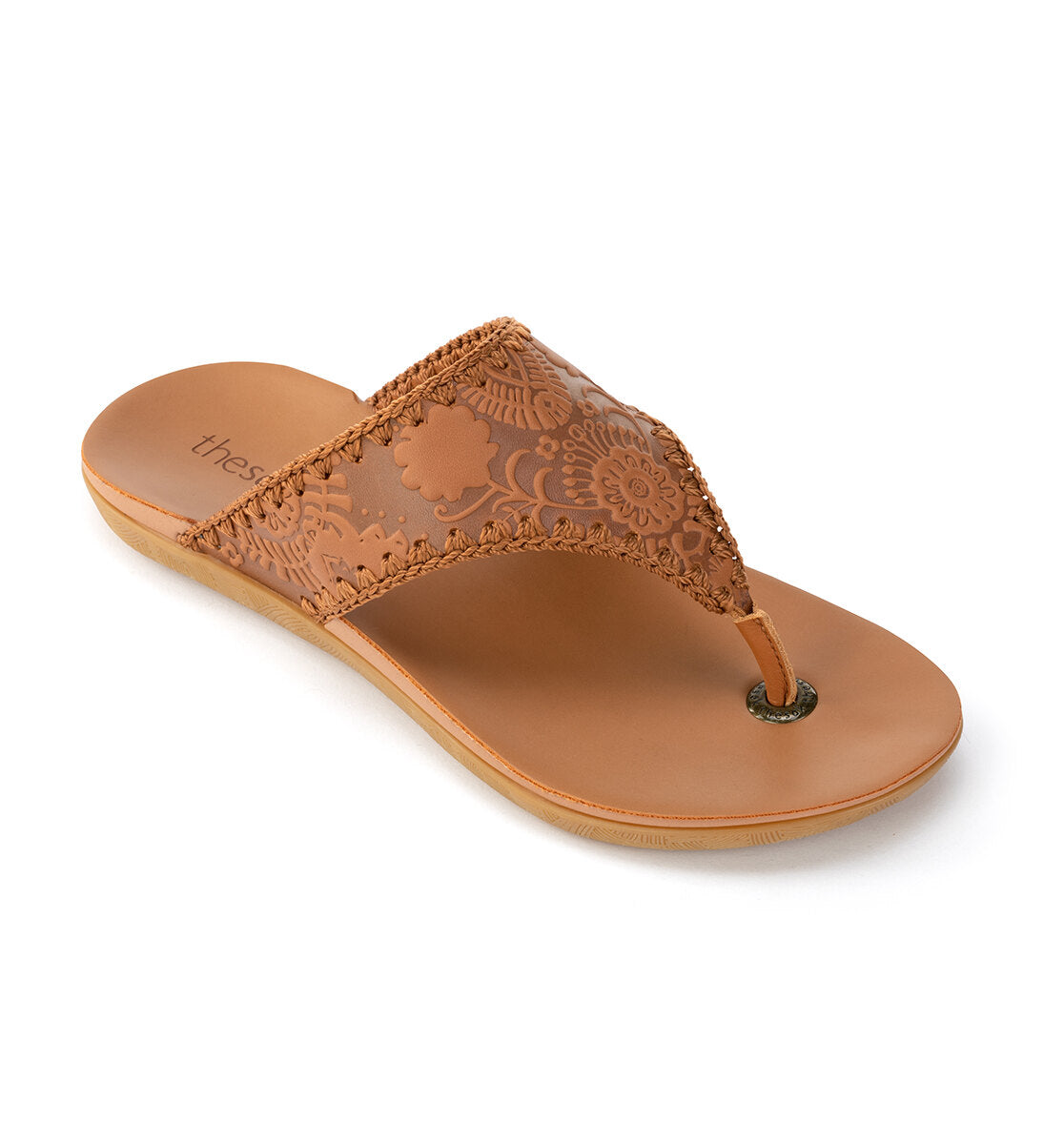 Leather - Tobacco Floral Embossed