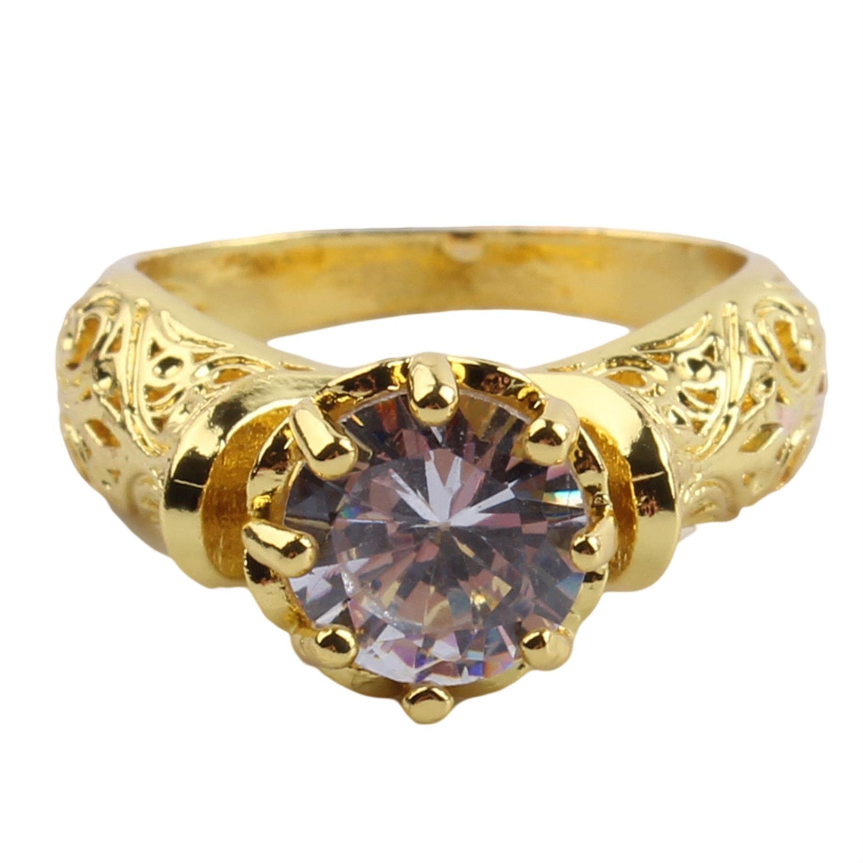 Vintage Flower Carved Round Cubic Zirconia Bridal Ring - 54.4mm Engagement & Wedding Ring for Women | Perfect for Proposals, Anniversaries, and Special Occasions