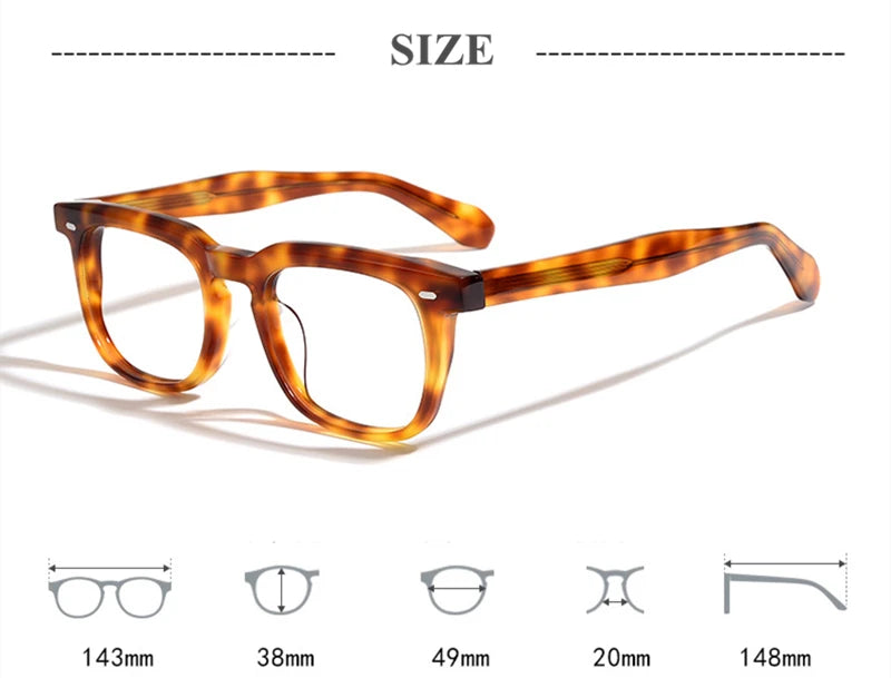 Stylish Black Acetate Square Eyeglasses for Men & Women - Unisex Full Rim Frame 45005 - Perfect for Reading, Work, and Everyday Fashion