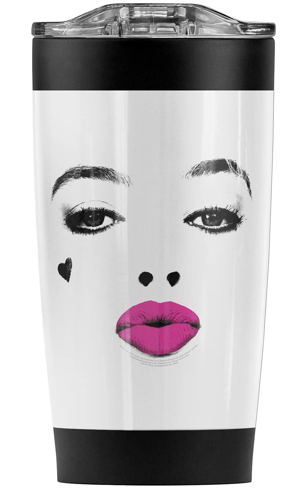 Logovision Birds of Prey Harley Quinn Kiss Stainless Steel Tumbler 20oz - Vacuum Insulated Double Wall Coffee Travel Mug with Leakproof Sliding Lid | Keeps Hot & Cold Beverages Perfect Temperature | Ideal for Office, Gym, Camping & Road Trips