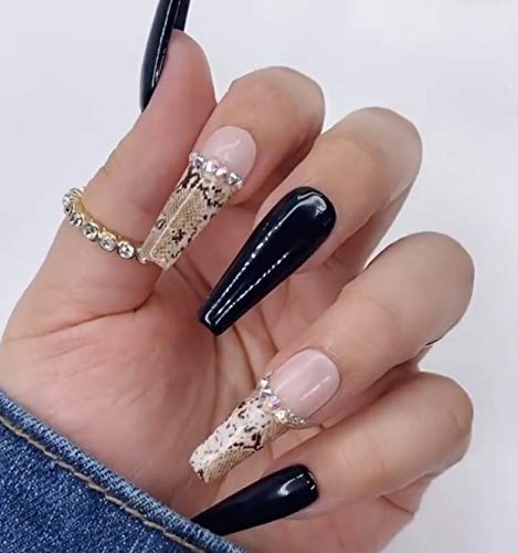 24-Piece White Snakeskin Press-On Nails - 5 Minute Full Set Ready to Wear UV Gel Fake Nails with Animal Print - Perfect for Parties, Weddings & Special Occasions
