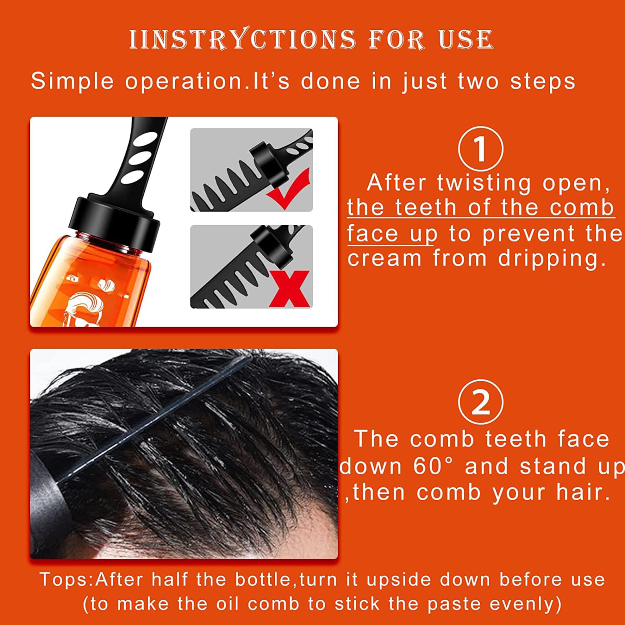 Men's Hair Styling Gel & Wax 2-in-1 - 100ml Long Lasting Moisturizing Grooming Gel with 4 Styling Combs - Perfect for Daily Hairstyling & Professional Looks