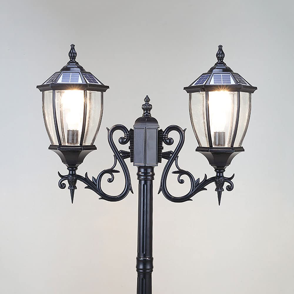 Solar Street Light Outdoor - IP56 Waterproof Post Lamp for Garden, Patio, Pathway & Driveway | Rust-Resistant Landscape Lighting for Villa, Park & Aisle | Energy-Efficient Solar Powered Pole Light