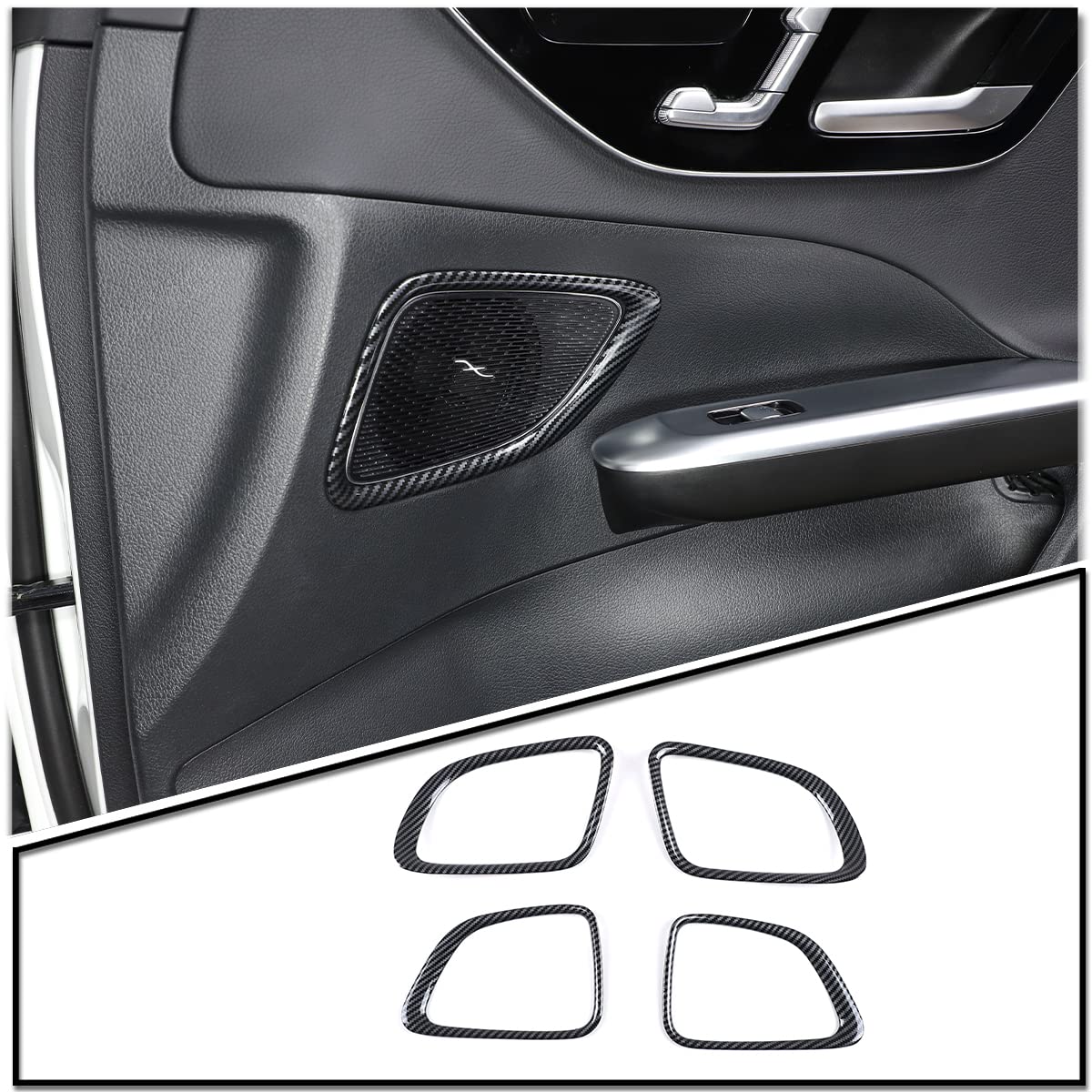 ABS Car Speaker Cover Trim Compatible for Mercedes-Benz W206 C-Class (2022-2023) - Carbon Fiber Look Interior Accessories for C200 C300 Base Sport Sedan - Upgrade Your Car Audio System & Enhance Interior Style