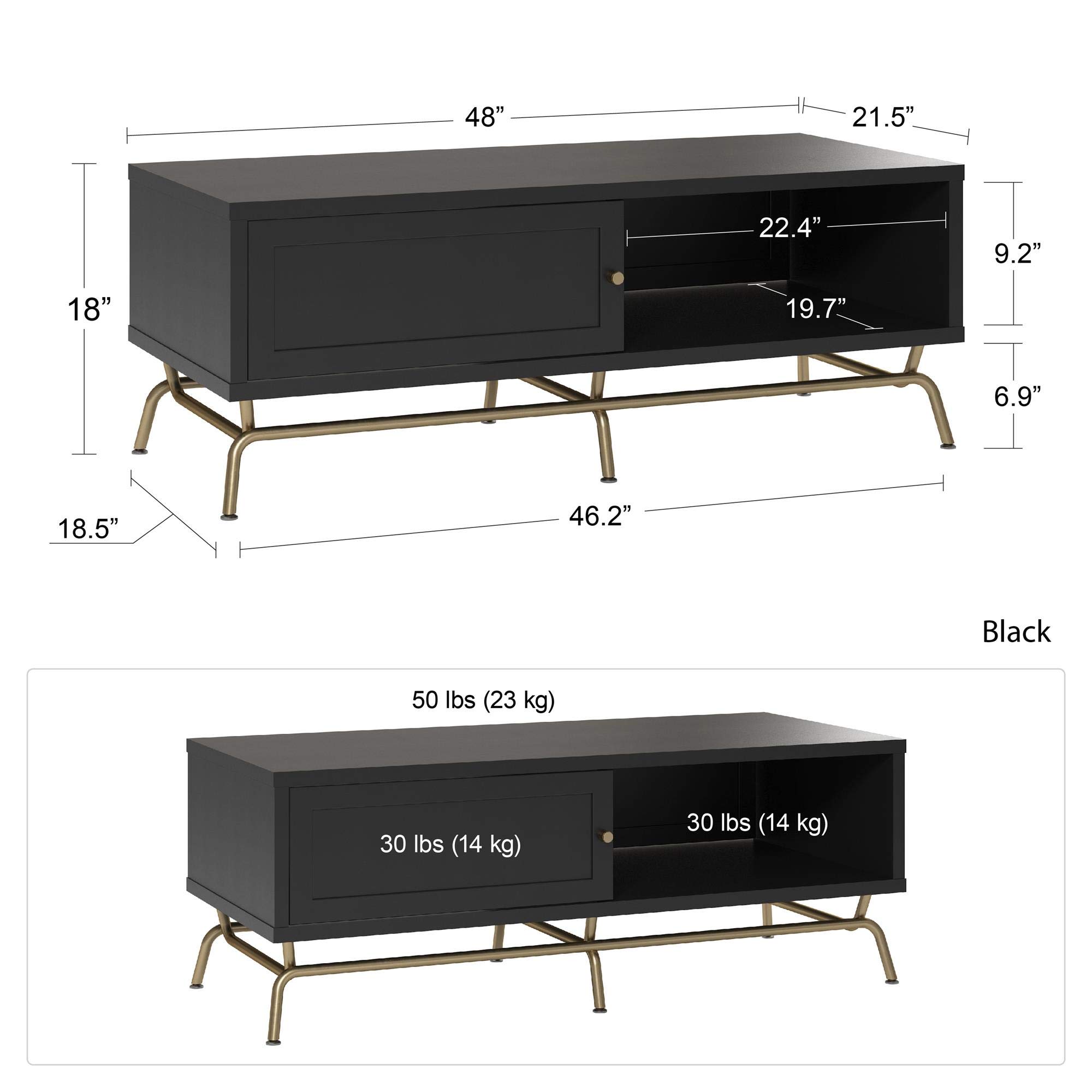 CosmoLiving by Cosmopolitan Nova Modern Black Coffee Table - Stylish Living Room Furniture for Small Spaces & Home Decor