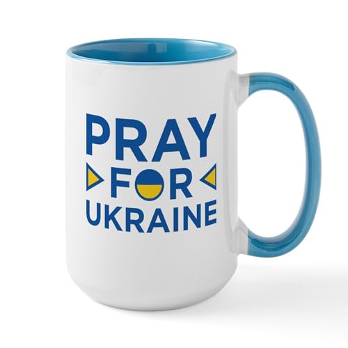 White/Blue Inside - Pray For Ukraine Large Mug