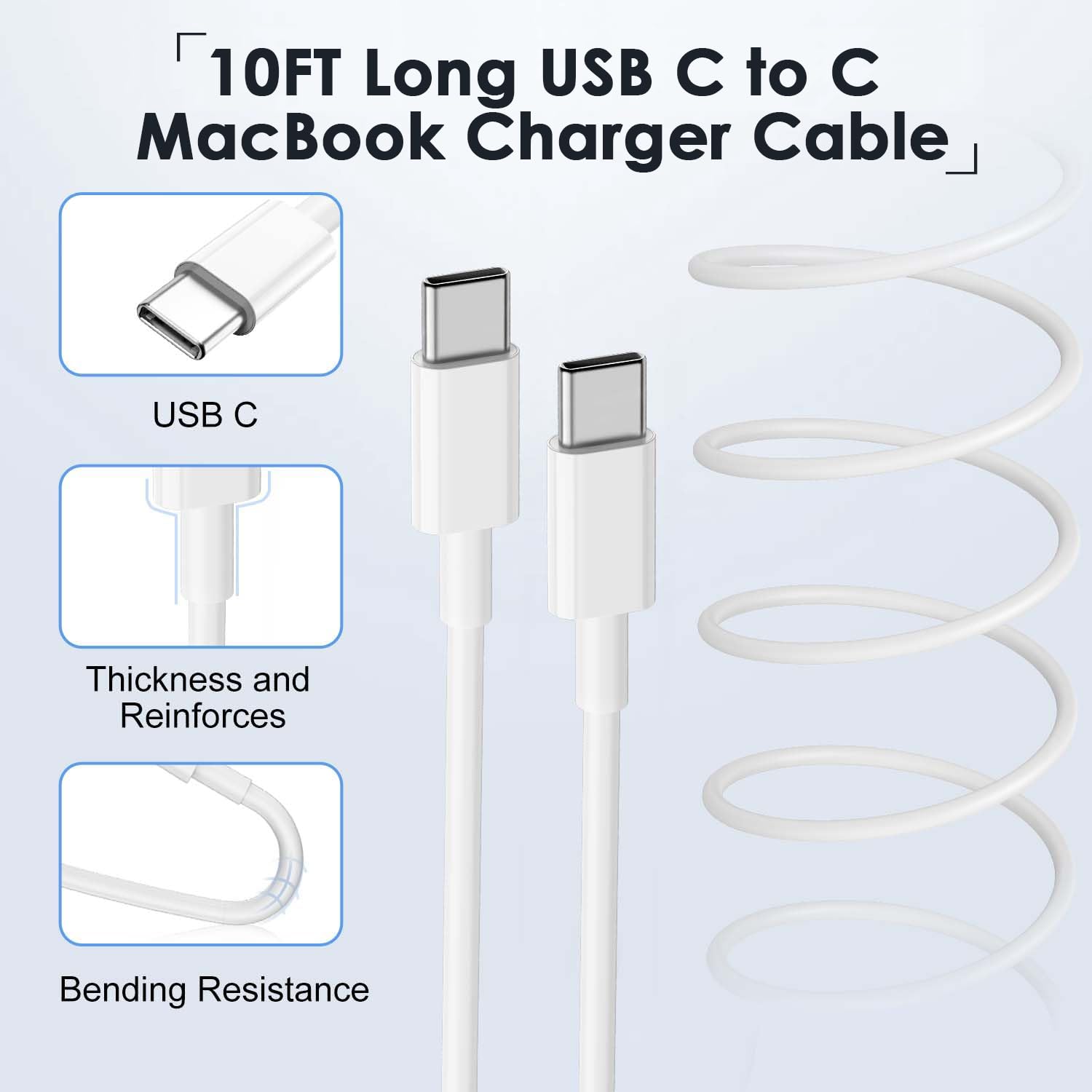 Original Title: Mac Book Pro Charger - USB C Charger Fast Charger Power Adapter for USB C Port MacBook Pro/MacBook Air 16 15 14 13 inch, New iPad Pro and All USB C Device, Included 10FT Long USB C to C Charger Cable  Optimized Title:   **USB C Fast Charger for MacBook Pro/Air 16/15/14/13 Inch & iPad Pro - 96W Power Adapter with 10FT USB C to C Cable - Compatible with All USB C Devices - Perfect for Home, Office & Travel**