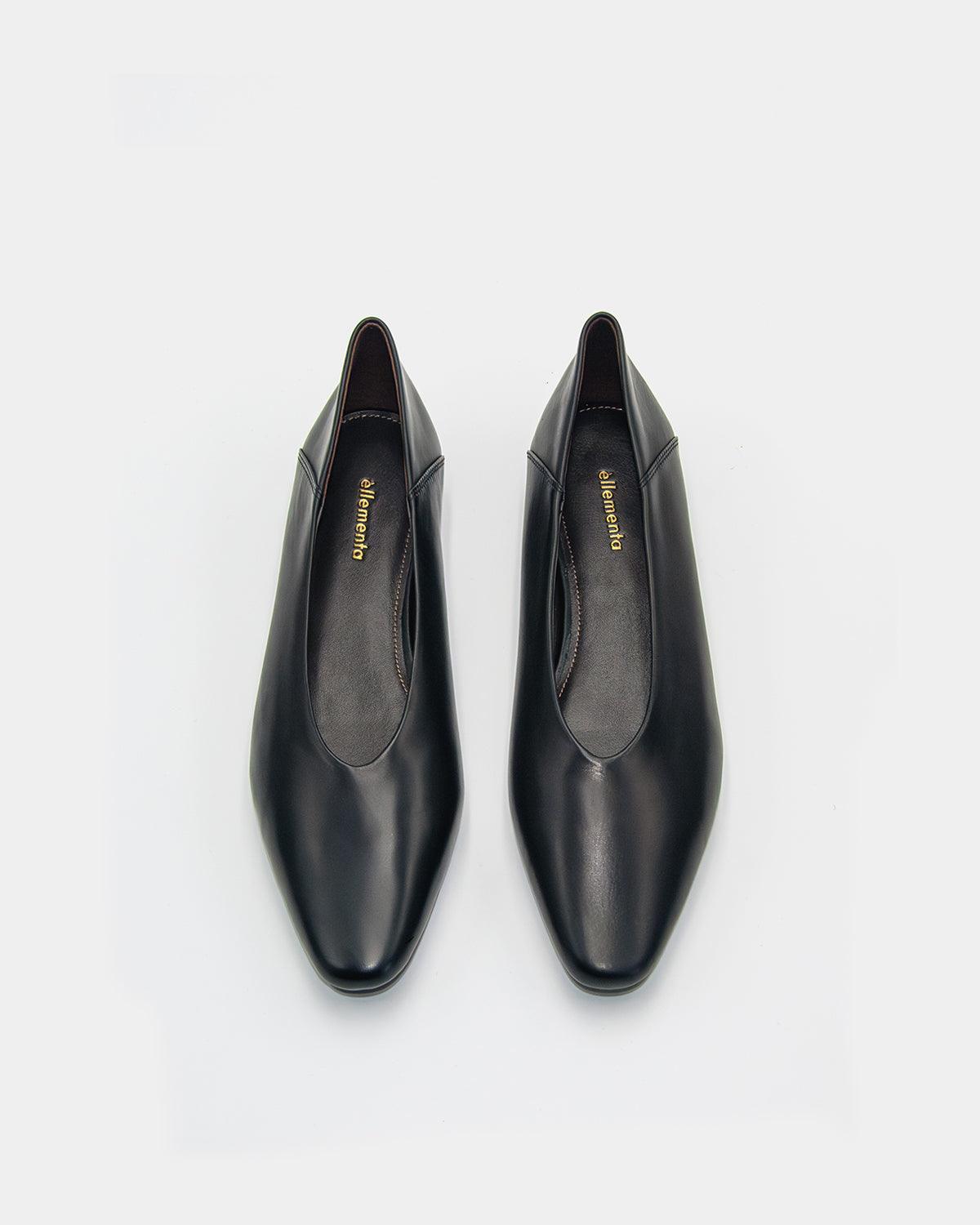 Black Calfskin Convertible Ballet Flats for Women - Comfortable Foldable Flat Shoes for Work, Travel & Casual Wear