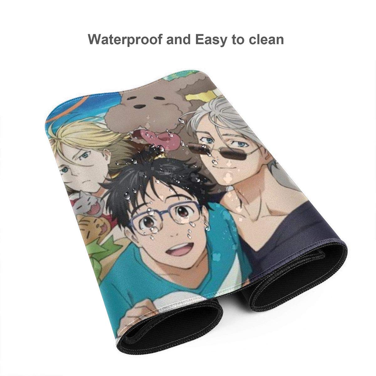 Yuri!!! on ICE Large Gaming Mouse Pad - 15.8x29.5 Inch Non-Slip Rubber Base with Stitched Edges - Perfect for PC Gaming, Office Work & Anime Fans