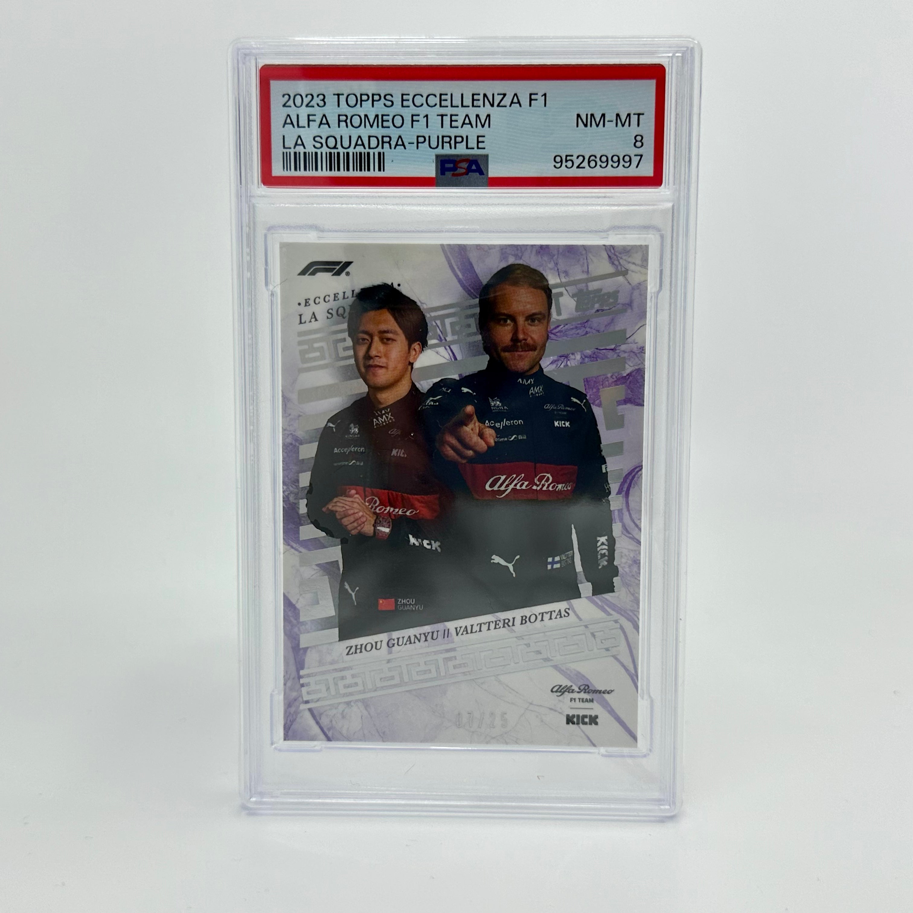 2023 Alfa Romeo Bottas & Guanyu Eccellenza La Squadra PSA 8 Graded Trading Card - Perfect for F1 Collectors and Motorsport Memorabilia Enthusiasts