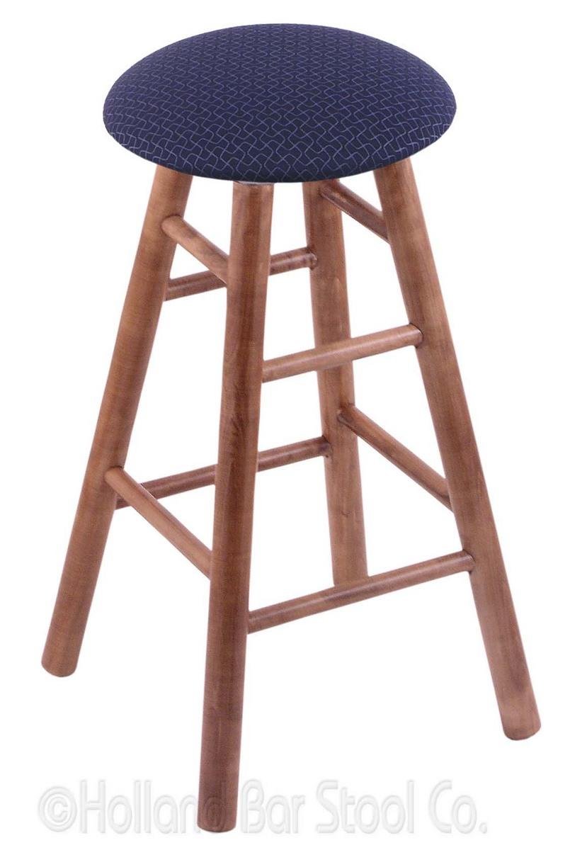 Maple Wood Counter Stool with Axis Denim Seat - Medium Finish Bar Stool for Kitchen Island, Breakfast Nook & Home Decor