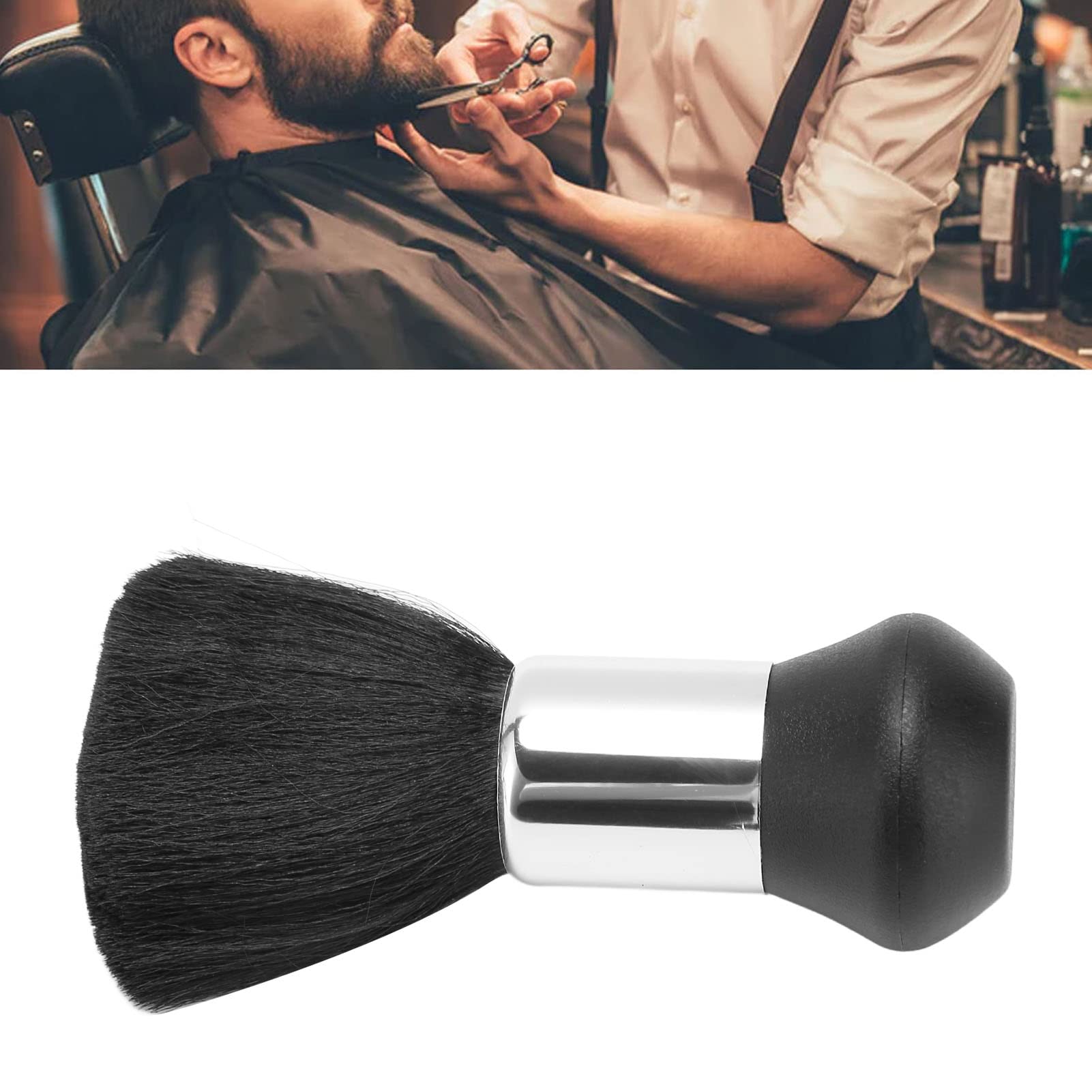 Professional Salon Neck Brush - Soft Nylon Hairdresser Brush for Face & Neck Cleaning | Black Barber Haircut Duster | Perfect for Salon Haircuts, Beard Trimming & Personal Grooming