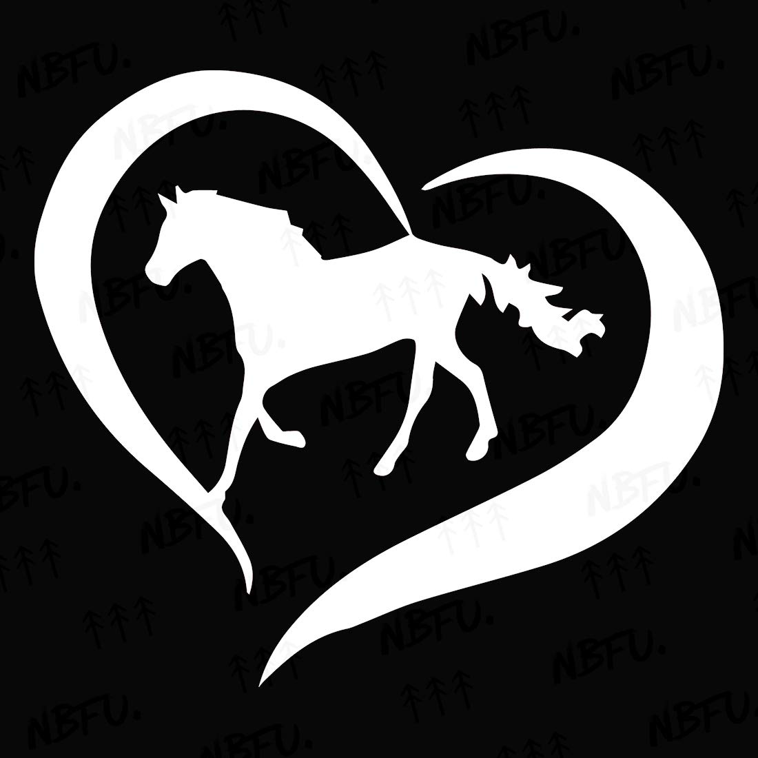 Premium Waterproof Vinyl Decal Stickers - Horse Love & Heart Design (White, Set of 2) for Laptop, Phone, Helmet, Car Window, Bumper, Mug, Cup, Door & Wall Decor | Perfect for DIY Crafts, Gift Giving & Home/Office Decoration