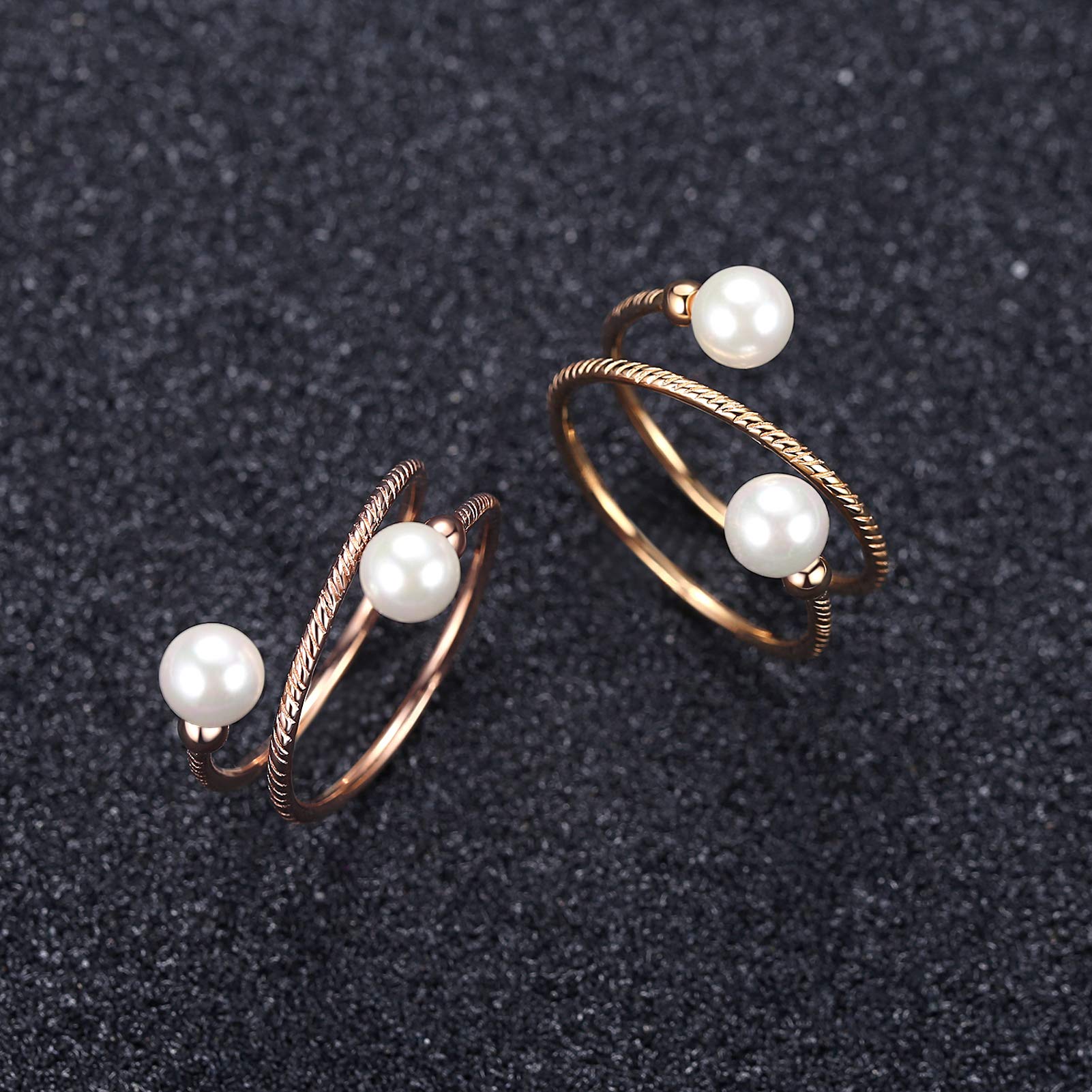 VIKI LYNN 925 Sterling Silver Helix Stacking Rings with Shell Pearl Spiral Rings for Women - Elegant Jewelry Gift for Her, Perfect for Everyday Wear, Parties & Special Occasions