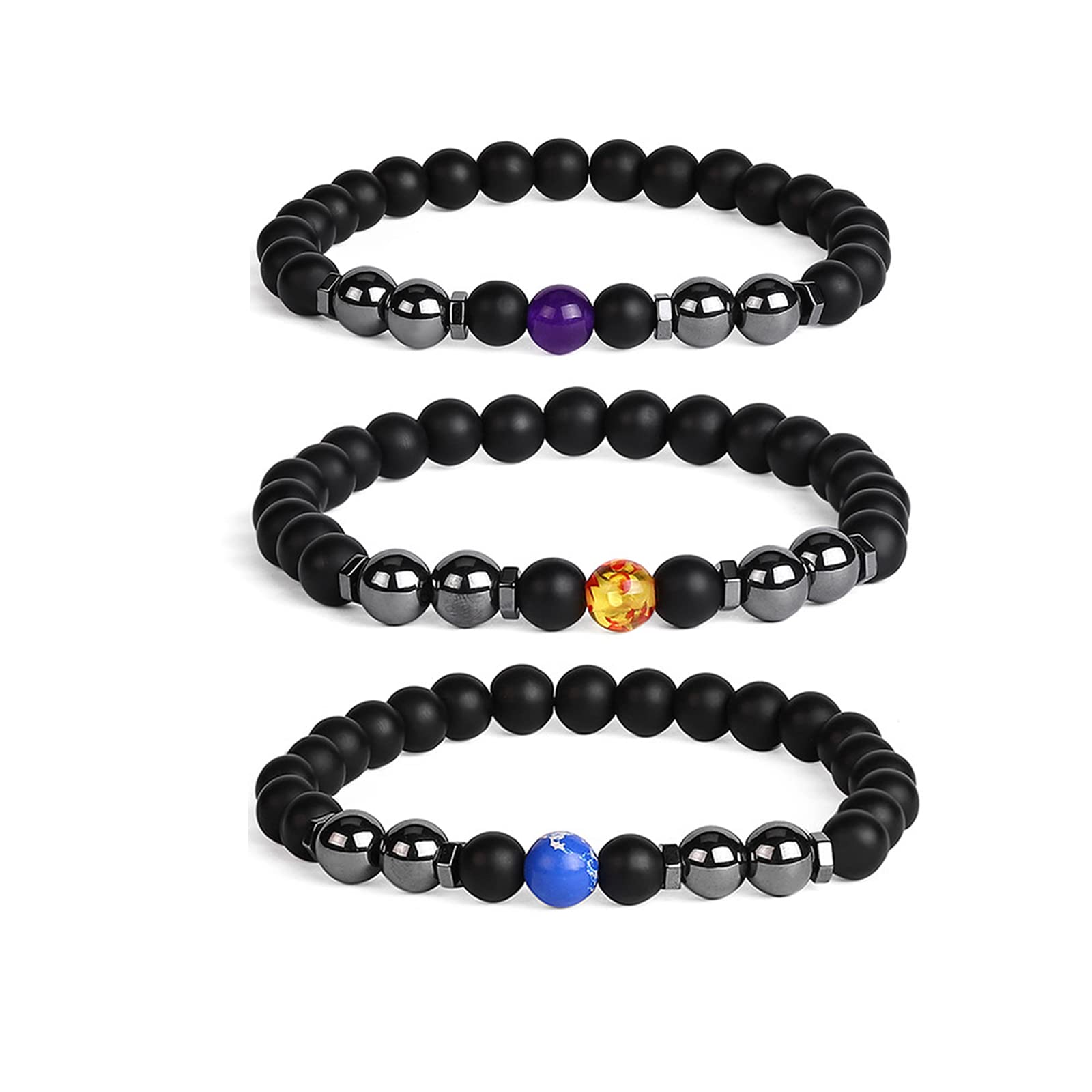 3PCS Black Obsidian Anklet Set - Magnetic Therapy Bracelet for Lymphatic Drainage, Anti-Anxiety Yoga Beads for Women & Men - Perfect for Meditation, Yoga, and Stress Relief