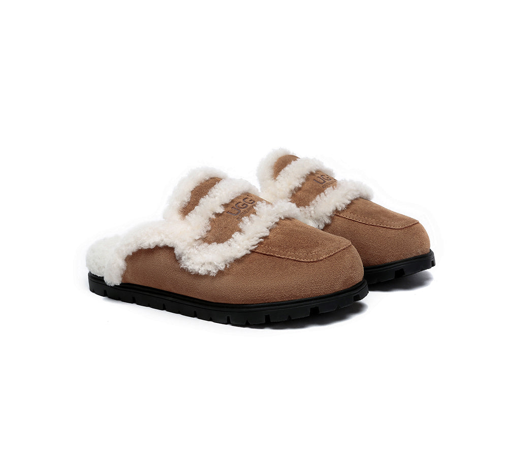 Australian Shepherd® Women's UGG Slippers - Genuine Sheepskin with Wool Shearling Lining - Cozy Indoor/Outdoor House Shoes for Winter Comfort & Relaxation at Home
