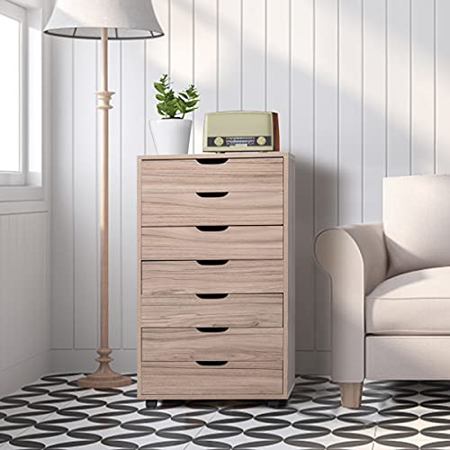 7-Drawer Dresser Cabinet Organizer - Oak Finish Bedroom Storage Chest | USA Stock | Multiple Finishes Available | Perfect for Bedroom, Closet & Home Organization
