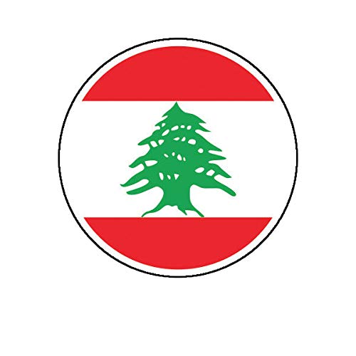 EW Designs Round Lebanese Flag Vinyl Sticker - 5