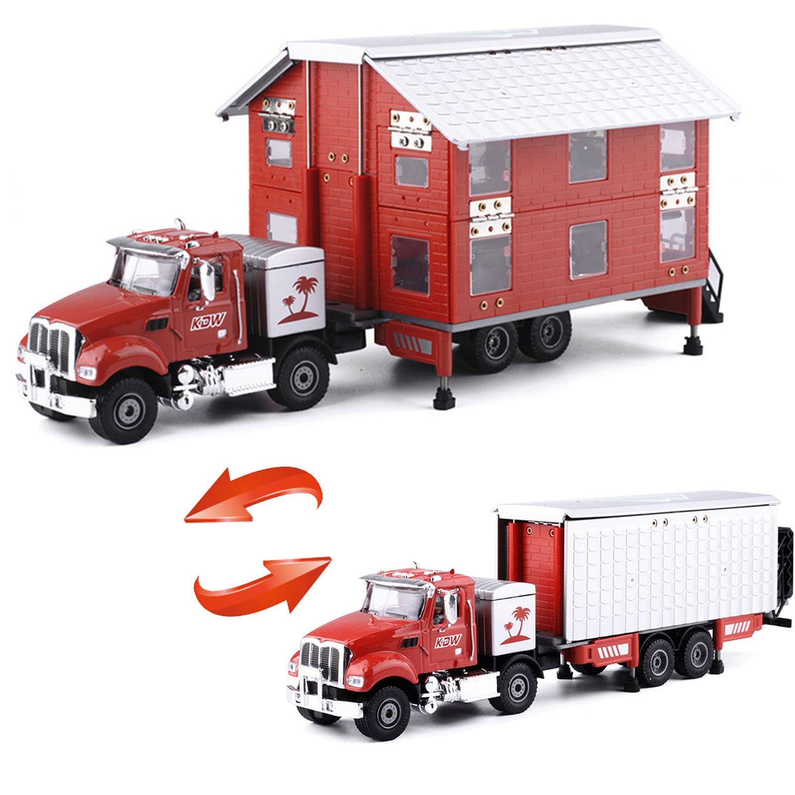 Tiydiygo Alloy Truck Car Transformer Toy - Deformable Limo Action Figure for Kids Boys Girls Ages 3-12 (Red) | Durable RV Vehicle Play Set for Birthday Gifts & Pretend Play