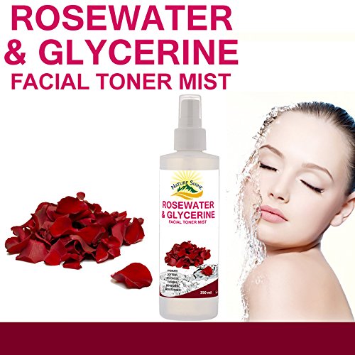 Rose Water & Glycerin Facial Toner Spray - Hydrating Mist for Face, Eyes, Skin & Hair | Natural Astringent for Acne & Blemish Control | 8.5oz (250ml) with Hydrosol Sprayer | Perfect for Daily Skincare Routine & Makeup Setting