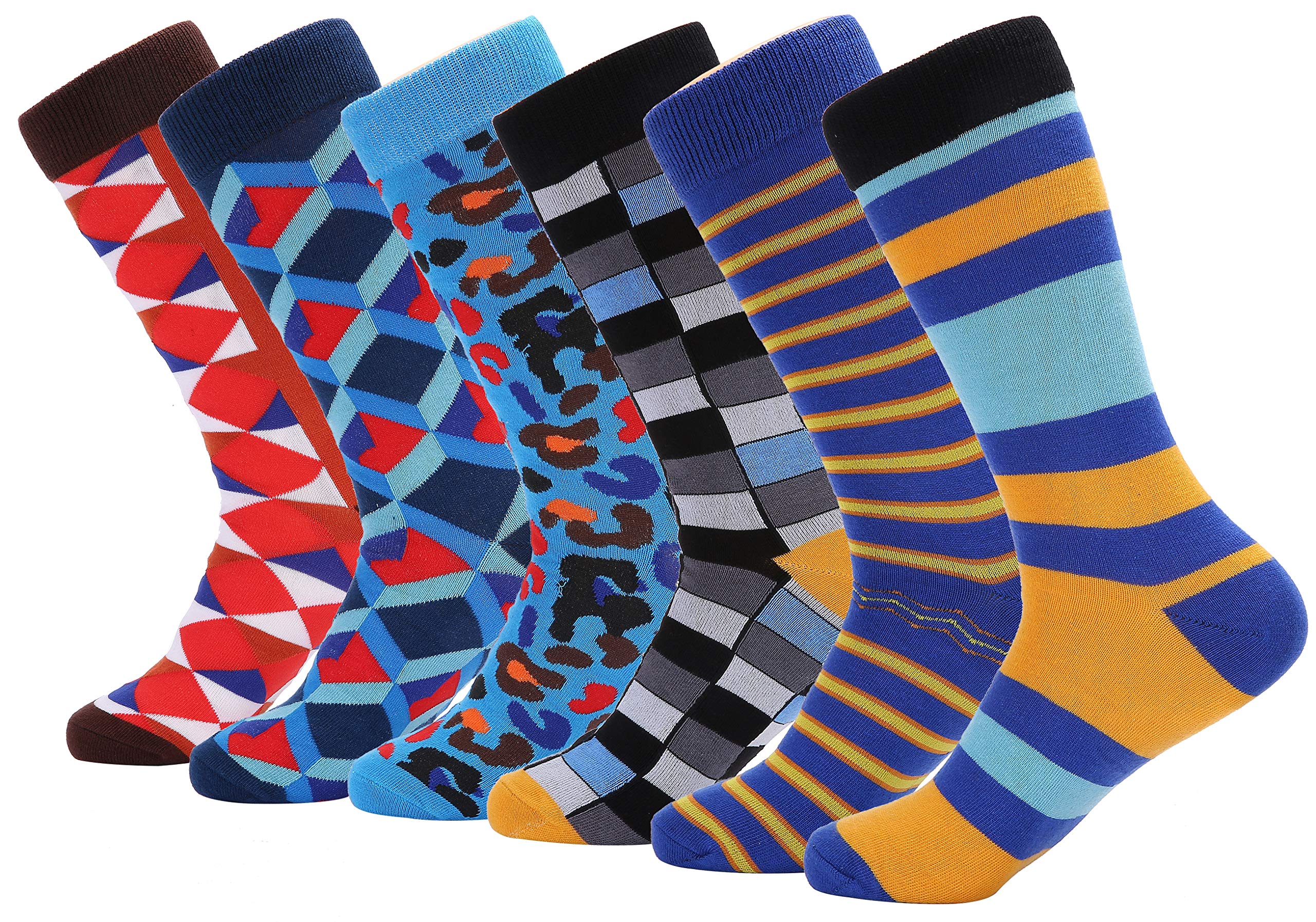Marino Men's Dress Socks - 6 Pack Colorful Cotton Casual Socks for Business & Everyday Wear - Funky Patterned Socks for Office, Parties & Gifts