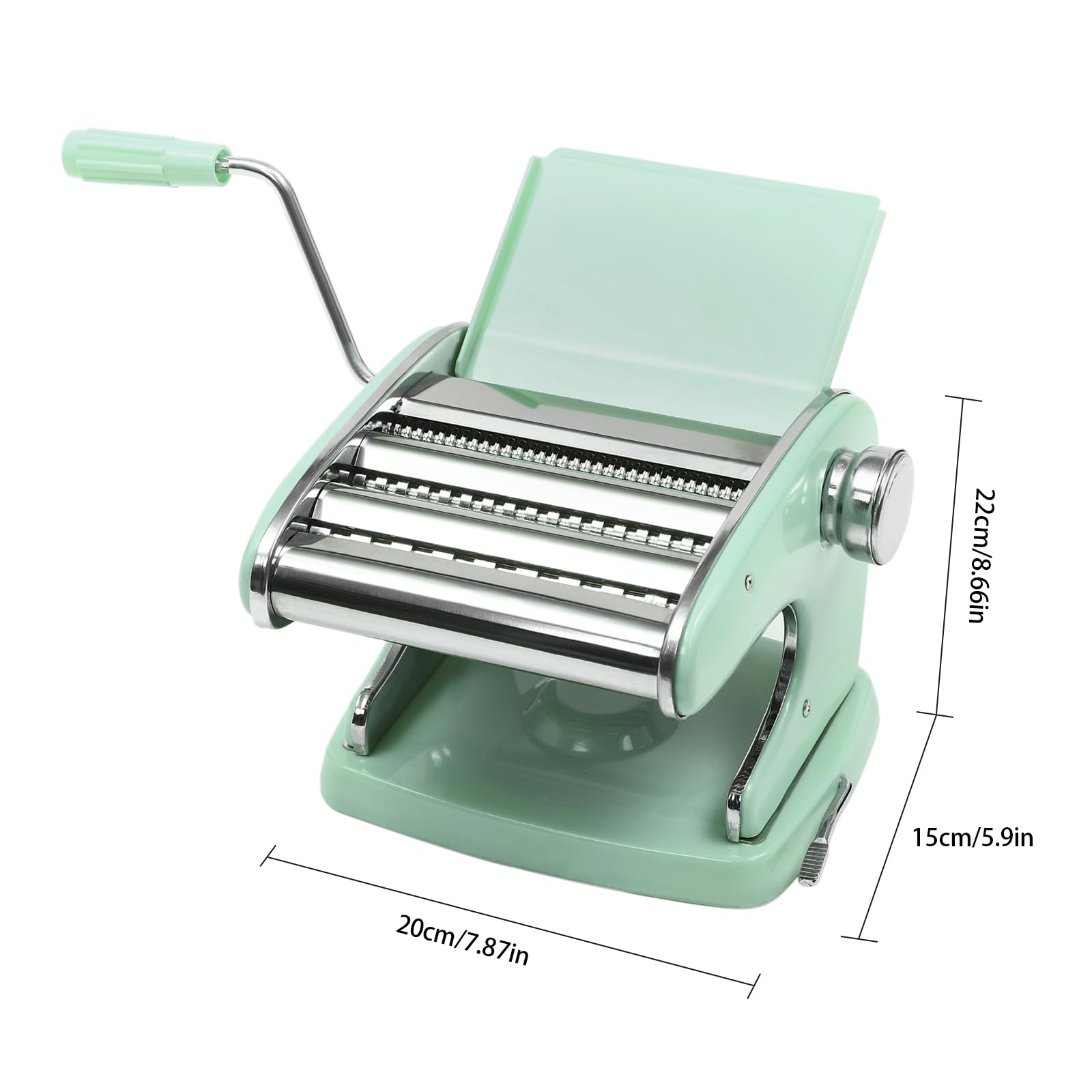 Stainless Steel Manual Pasta Maker Machine - 6 Adjustable Thickness Settings for Homemade Spaghetti, Fettuccine, Lasagna & Dumpling Skins | Durable Noodle Cutter | Perfect for Italian Cooking, Family Meals & DIY Pasta Making (Green)