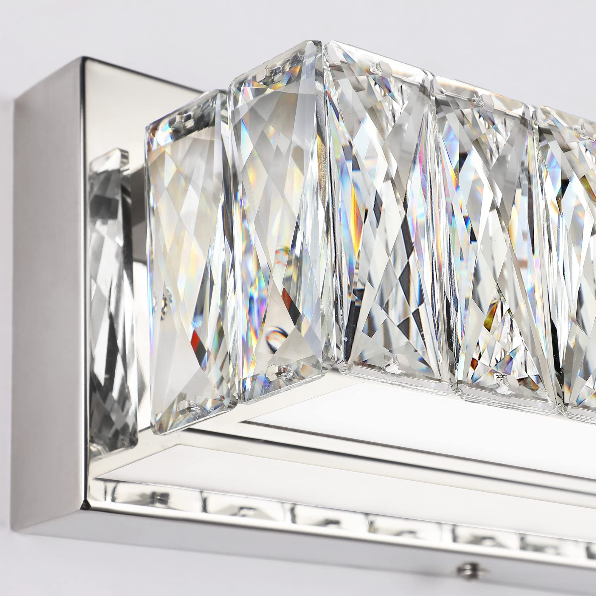 ZUZITO 30 Inch LED Vanity Mirror Lights for Bathroom - Modern Crystal Bathroom Light Fixtures with Cool White Light - Perfect for Makeup Vanity, Dressing Room & Bathroom Mirror Lighting (Chrome Finish)