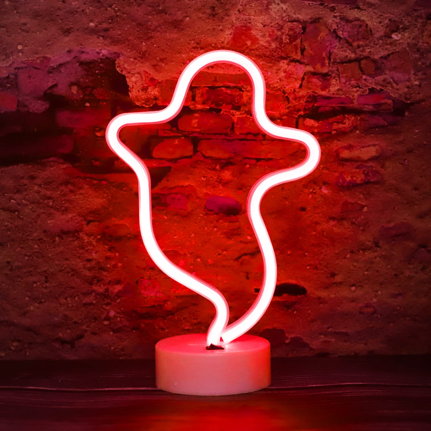 LED Neon Ghost Shape Wall Lamp - Halloween Decor for Bedroom, Party & Festival - Cool Glow Light for Teen Girls & Boys - Perfect for Spooky Nights & Themed Events