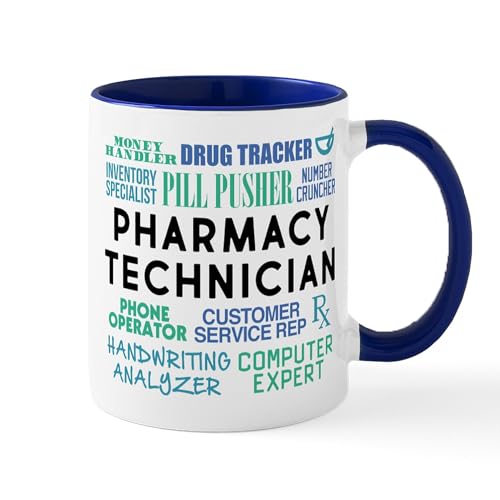 White/Navy Inside - Pharmacy Technician Word Cloud