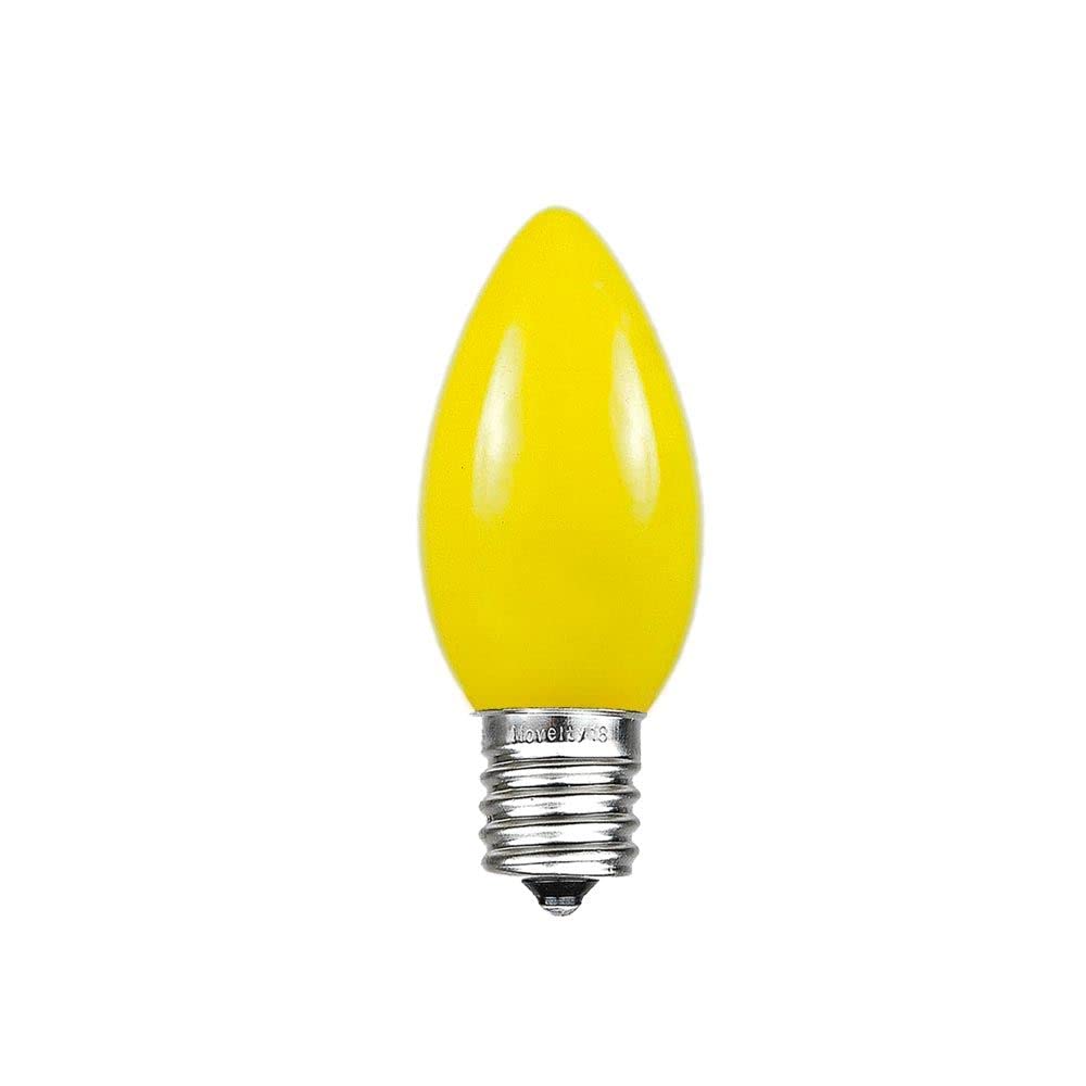 Novelty Lights C7-5C-YE 25-Pack Yellow Ceramic Christmas Bulbs for Outdoor Patio & Party Decor - Weatherproof Replacement Lights for Holiday, Wedding, and Landscape Lighting