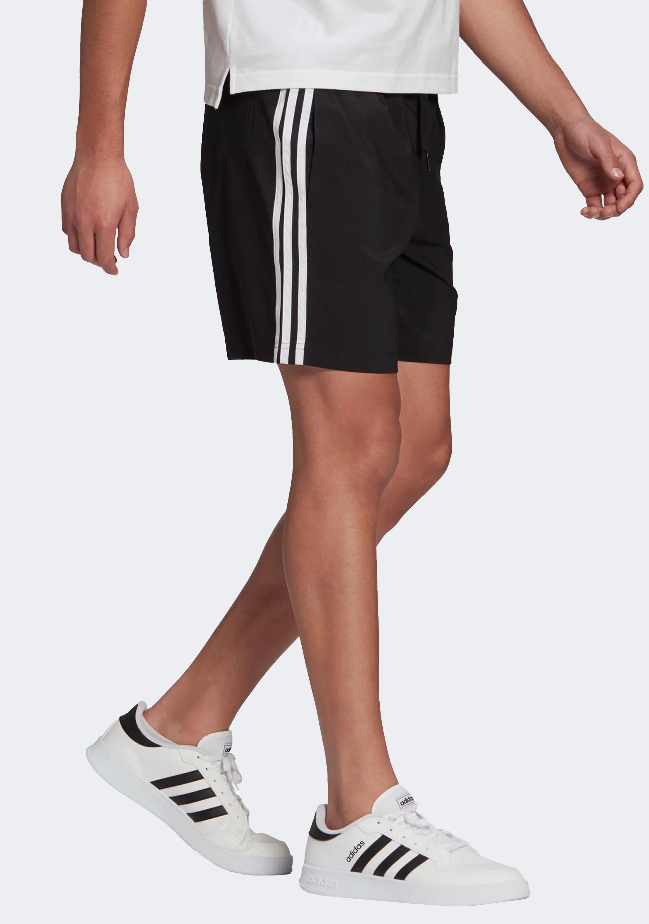 Adidas Men's Aeroready Essentials 3-Stripe Chelsea Shorts - Moisture-Wicking Athletic Shorts for Running, Gym & Casual Wear - Black
