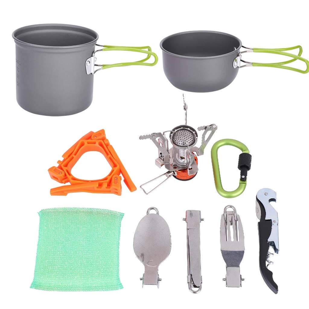 RENSLAT Lightweight Aluminum Alloy Camping Cookware Set - Portable Outdoor Cooking Pot & Pan for 1-2 People - Perfect for Camping, Hiking, Backpacking & Picnic Adventures